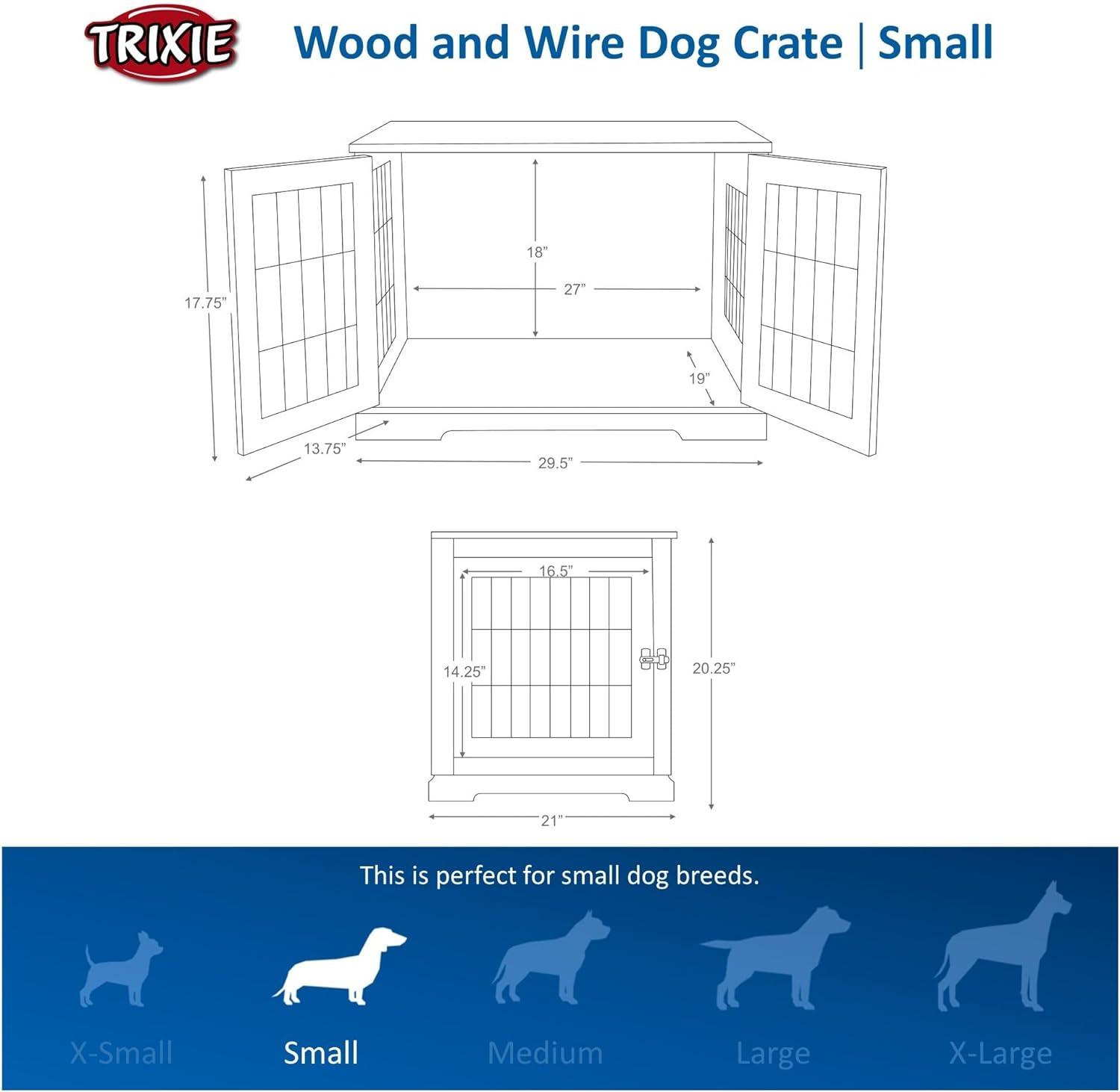 TRIXIE 29.5" Dog Crate, Indoor Crate Table for Dogs Up to 25 lb, Small Dog Kennel, Gray