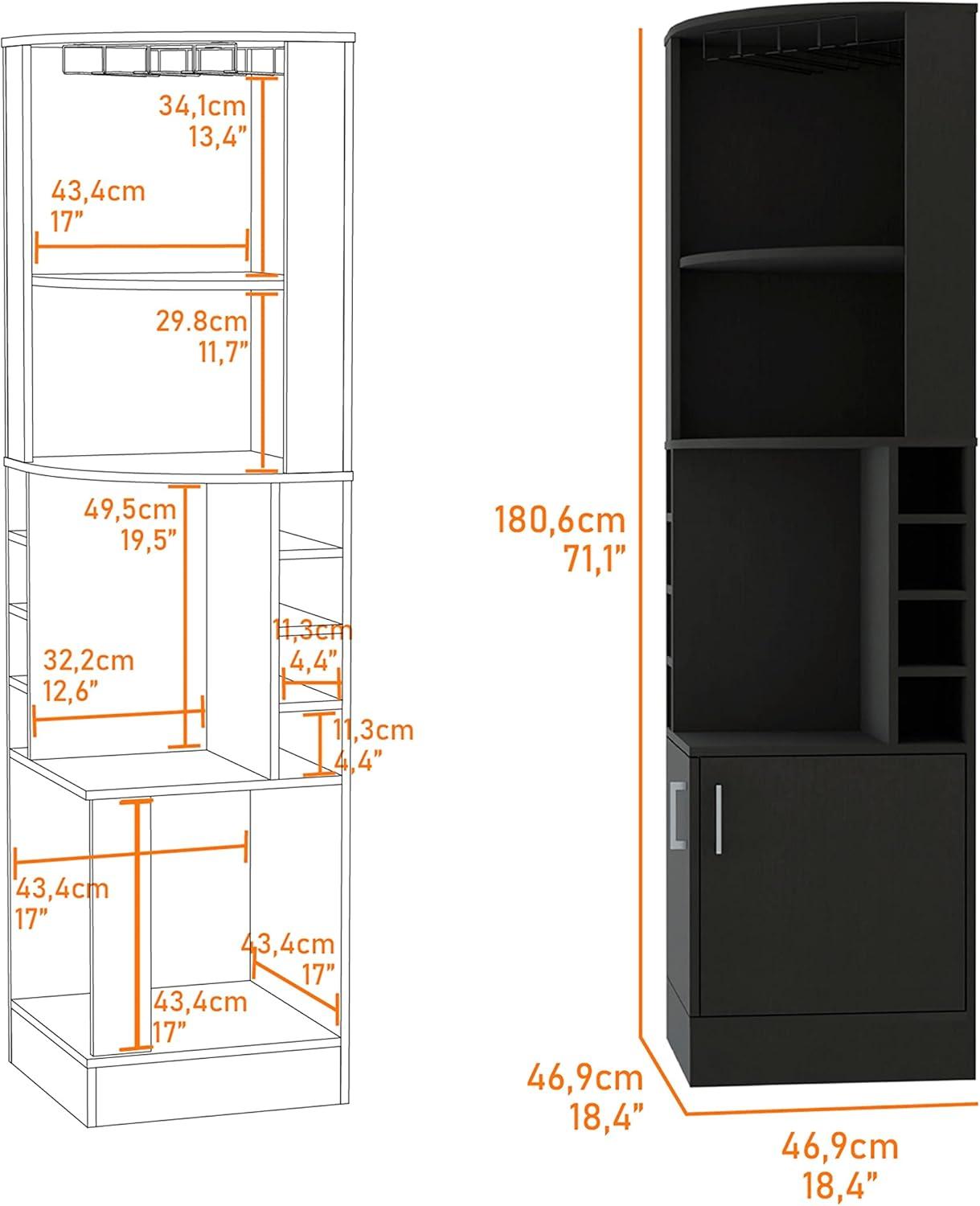 FM FURNITURE Delhi Corner Bar Cabinet Double Door Black Engineered Wood