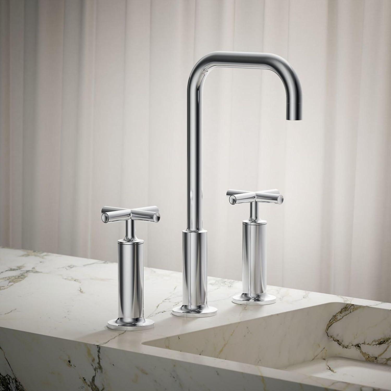 Purist® Widespread Bathroom Sink Faucet with High Cross Handles and High Gooseneck Spout