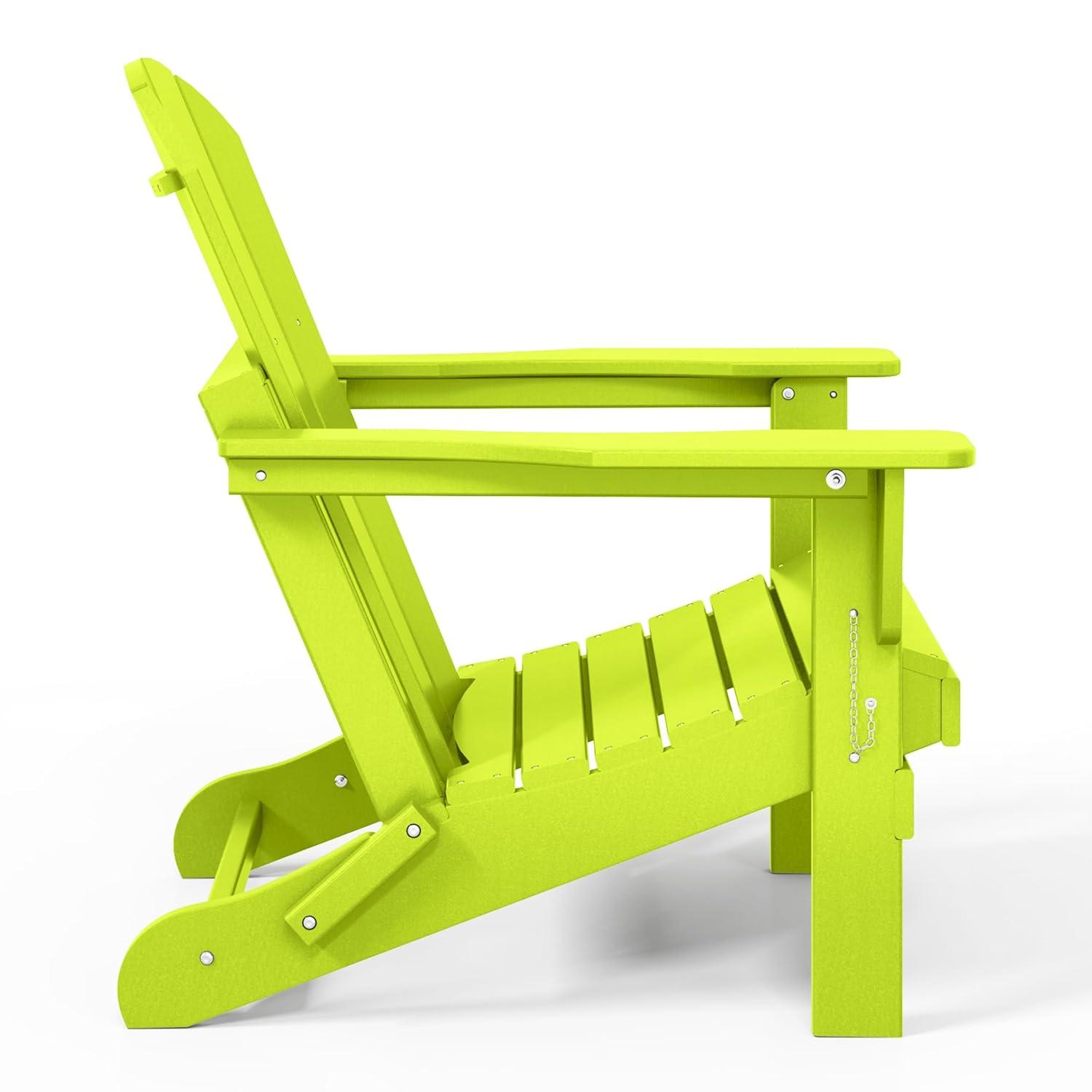 BRAXTON Outdoor Patio Folding Poly Adirondack Chair ( Set of 2), Lime