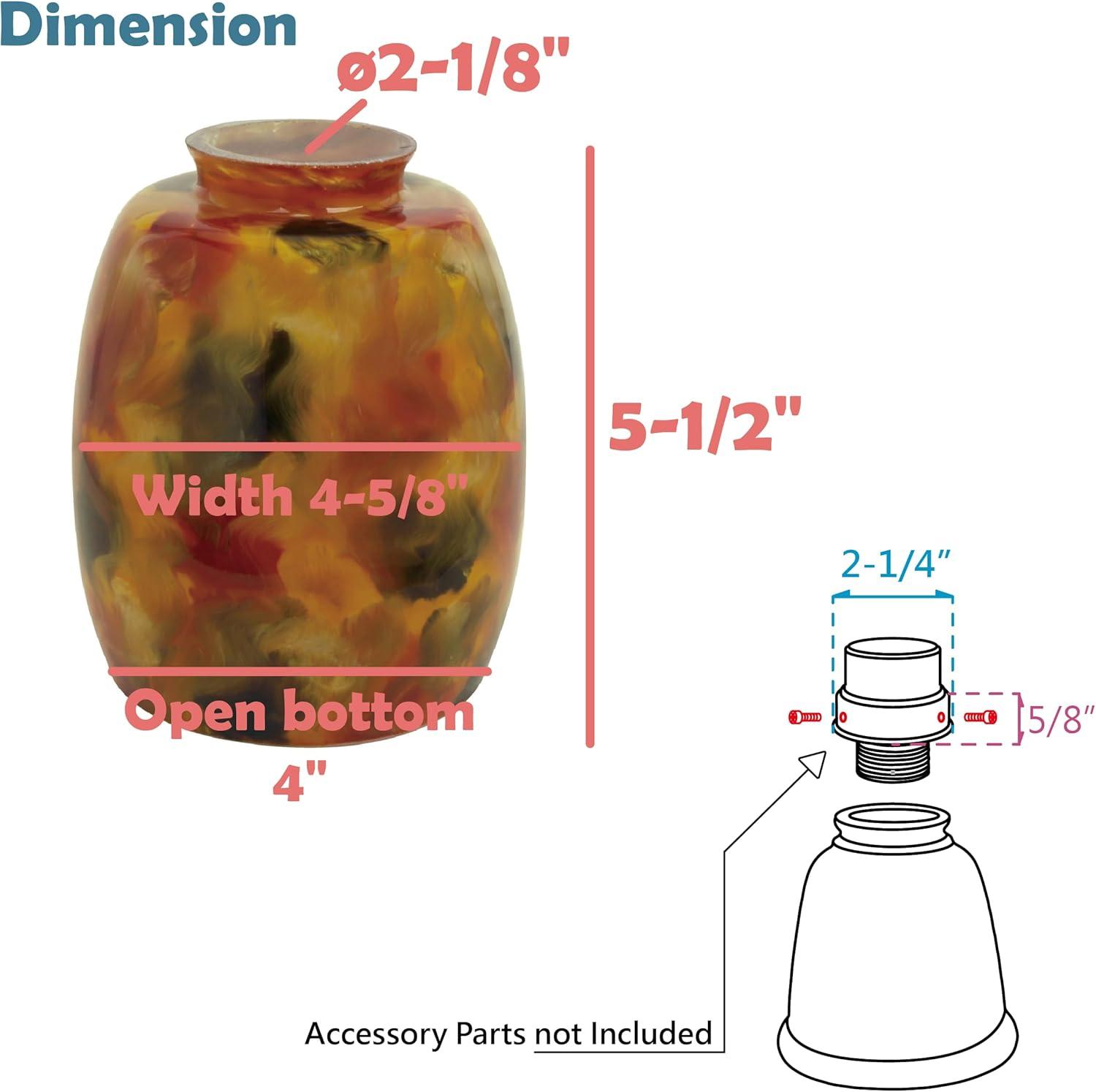 Aspen Creative 23110-1 Transitional Style Replacement Art Glass Shade, 2-1/8" Fitter Size, 5-1/4" high x 3-7/8" diameter, 1 Pack