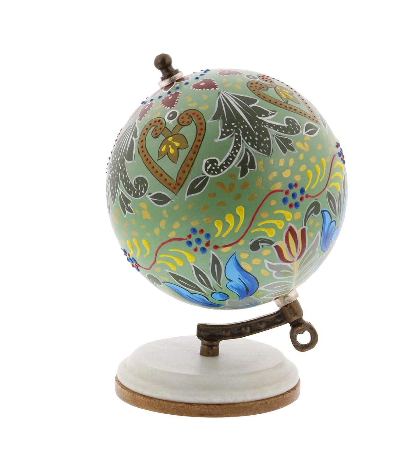 Decmode Modern 7 Inch Resin And Wood Decorative Lattice Globe, Multicolor