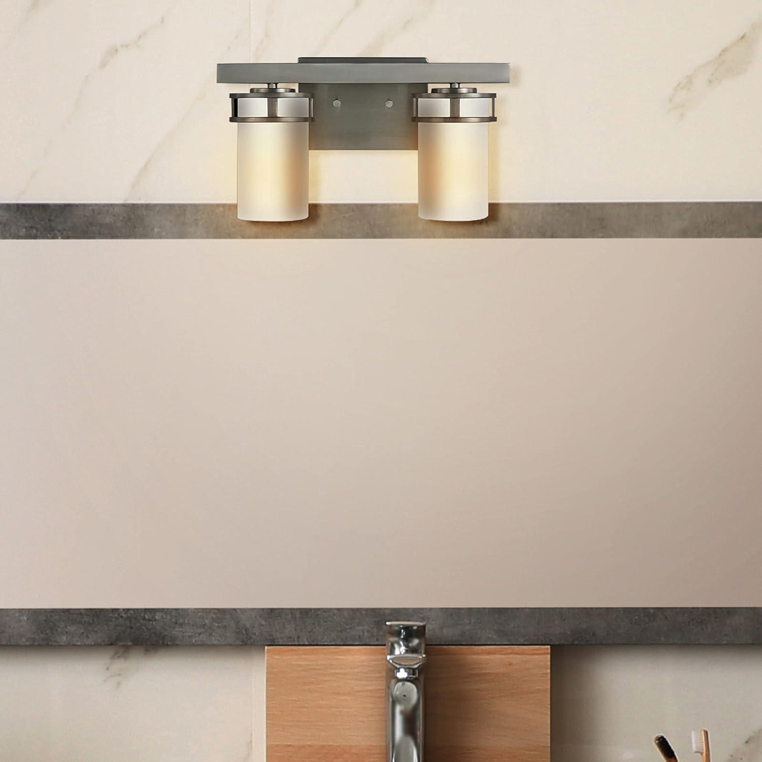 Generation Lighting 2-Light Robie Bath Fixture Wall Lamp Chrome 4421602-05, Bathroom Light Fixture for Home Decor, Vanity Light Fixture Uses A19 Standard or LED Light Bulbs
