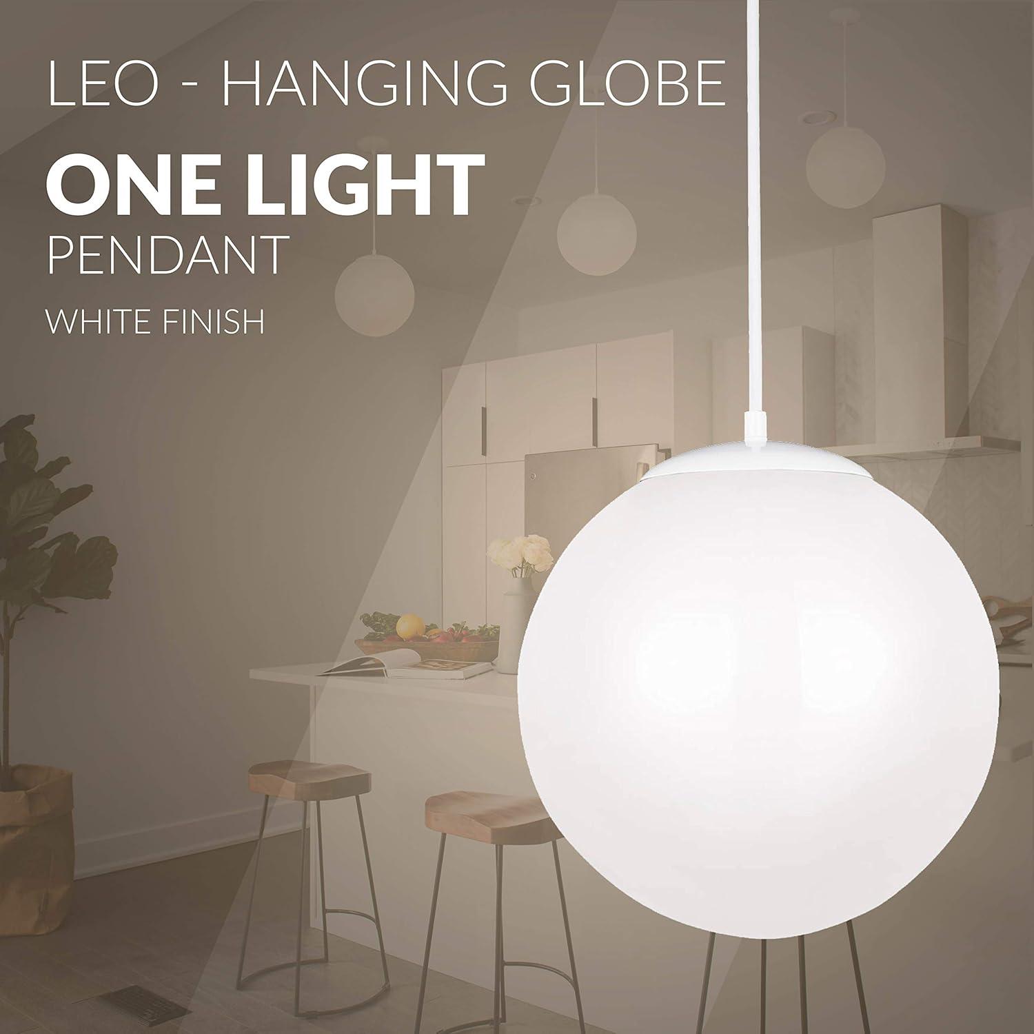 Luminous Globe White Glass 12" Pendant Light with Opal Diffuser