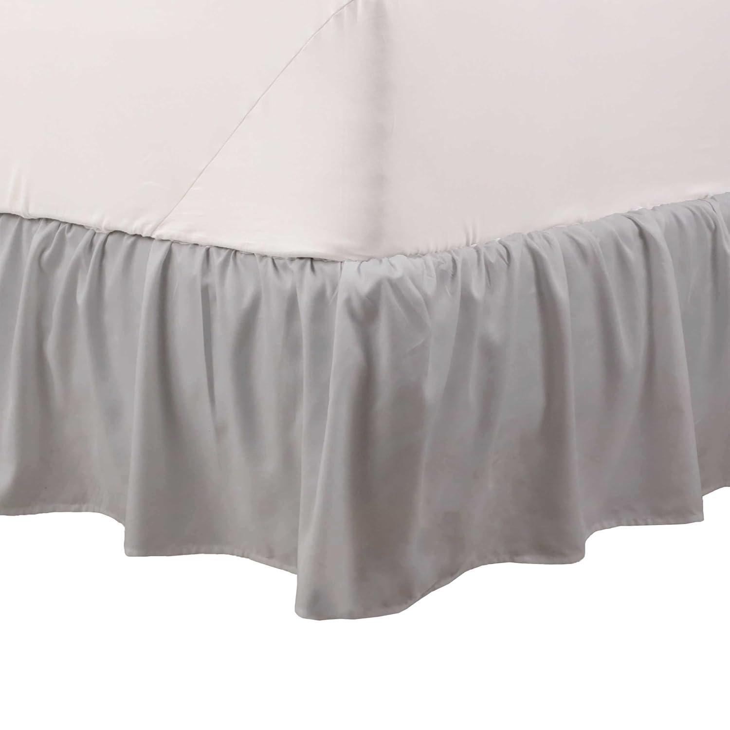 Martex 100% Microfiber Dust Ruffle Bed Skirt - Hotel Quality, 16" Drop (King), Grey