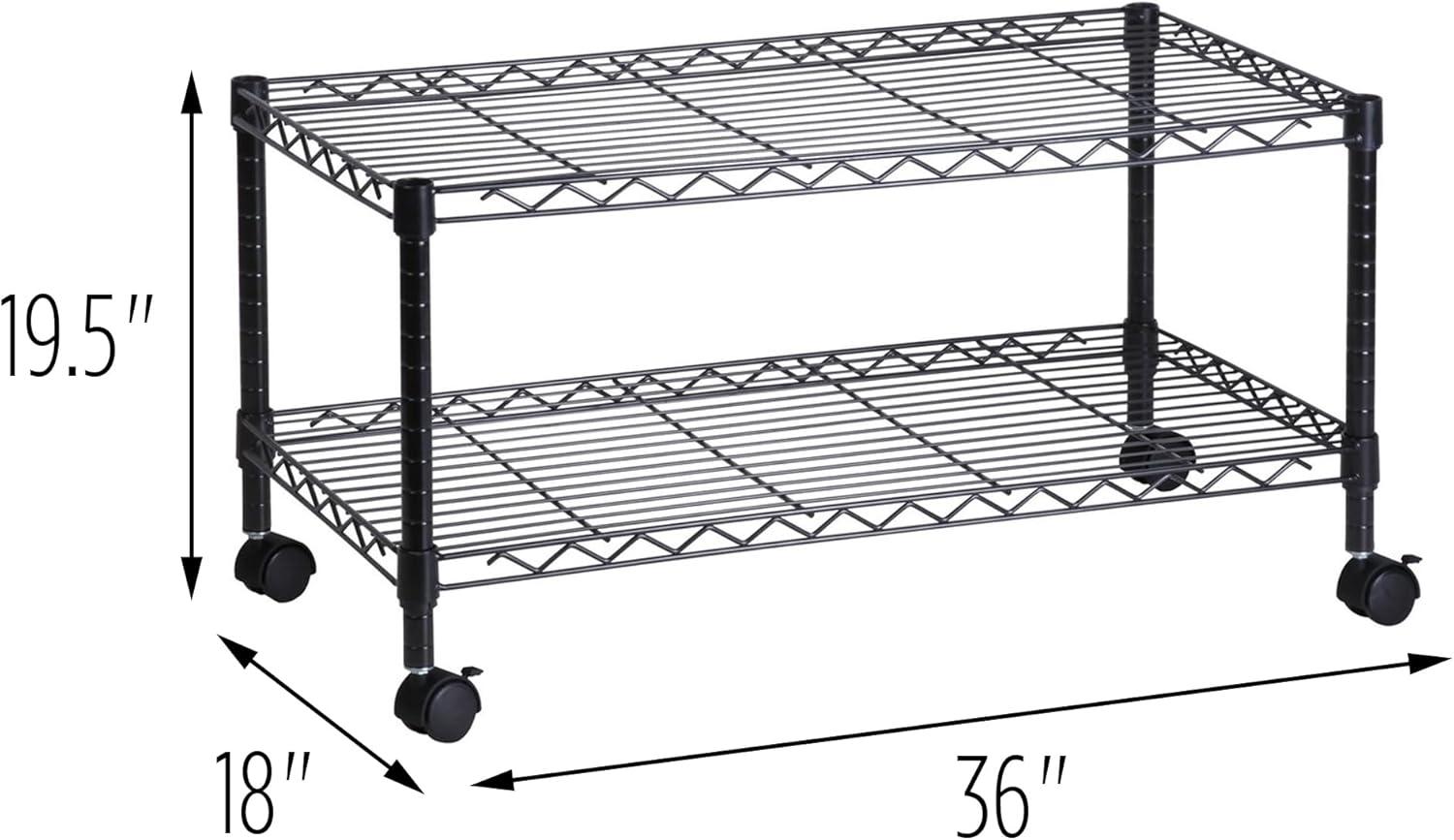 Black 2-Tier Adjustable Steel Media Cart