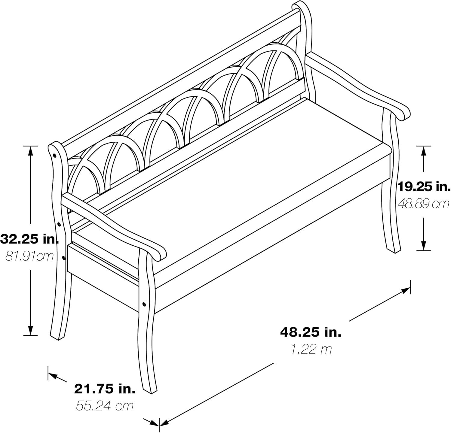 OSP Home Furnishings Coventry Storage Bench in Antique Black Frame and Beige Seat Cushion K/D