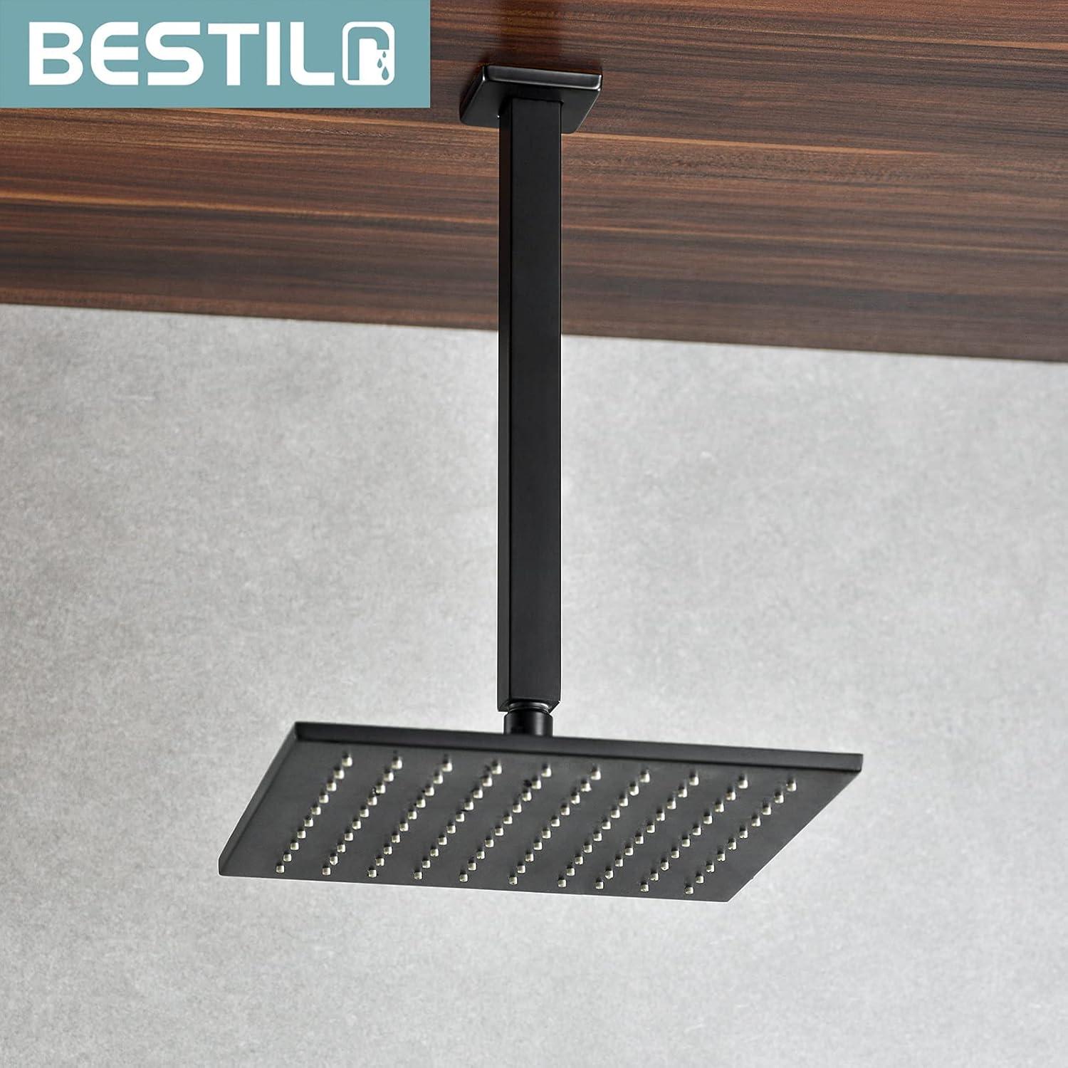 Matte Black 12-Inch Ceiling Mounted Square Shower Arm