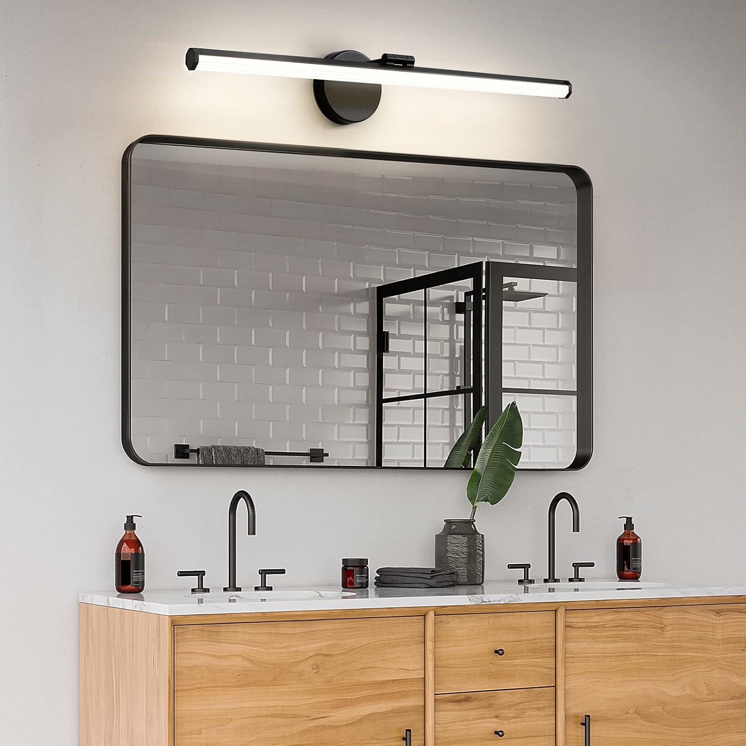 30-Inch Matte Black Metal LED Vanity Light with Acrylic Shade