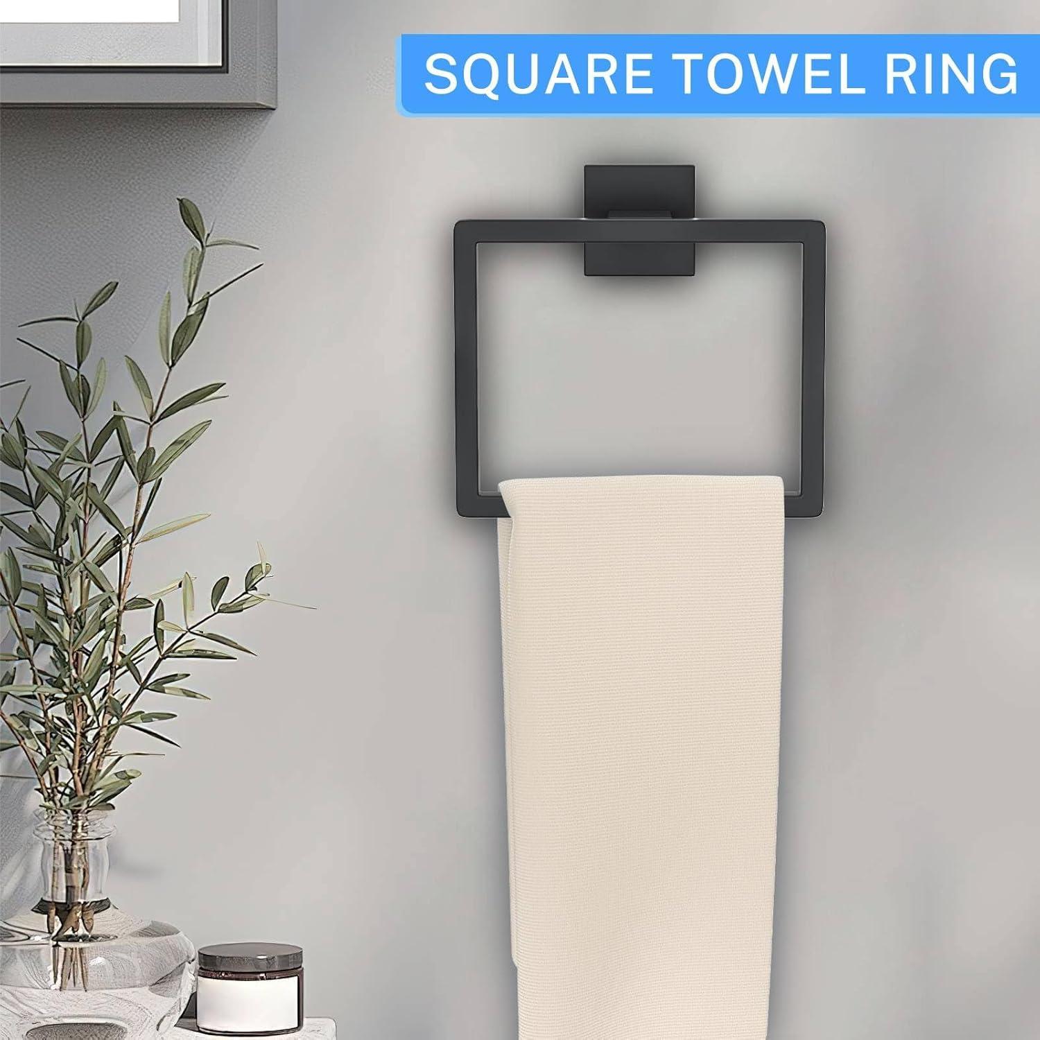 Matte Black Stainless Steel 5-Piece Bathroom Hardware Set