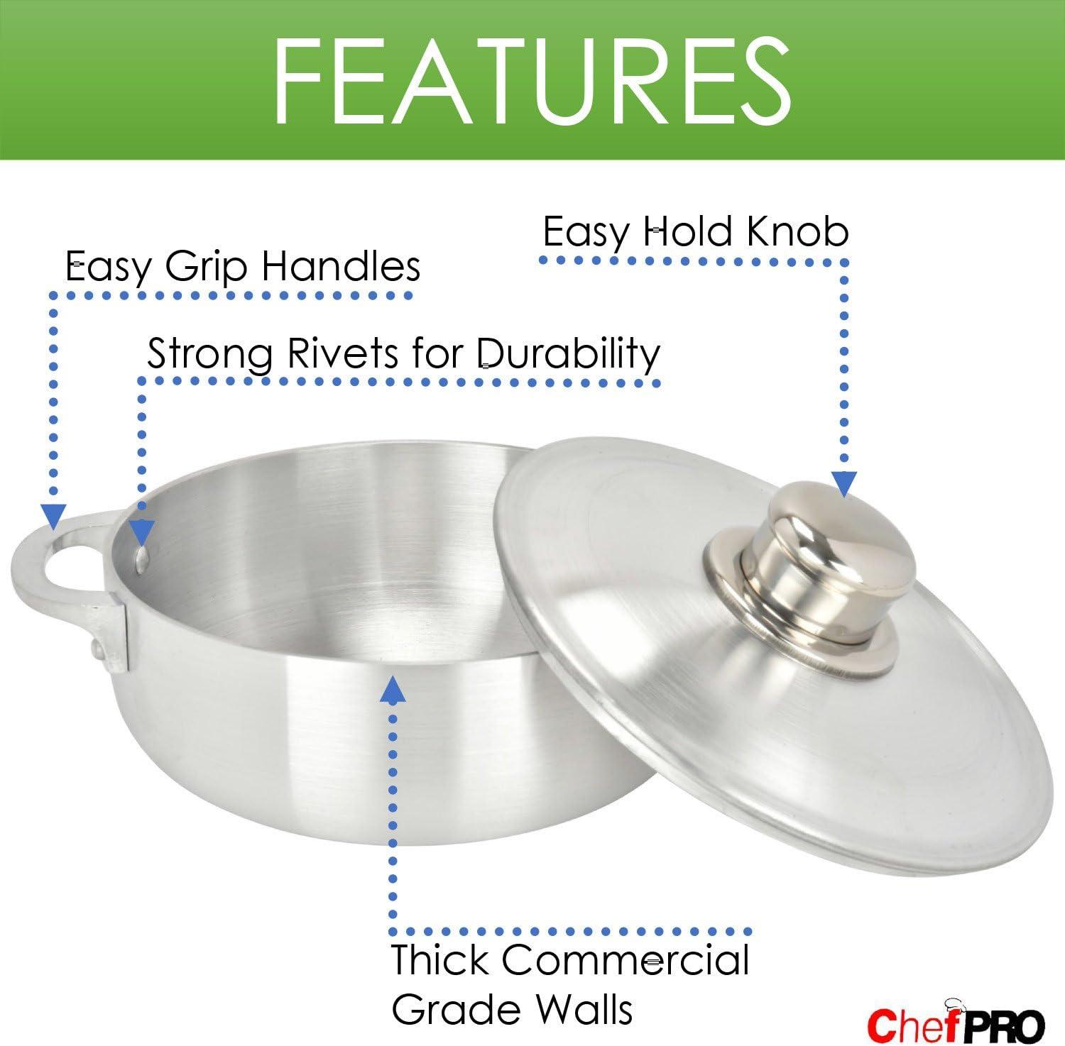 Chef PRO Commercial Grade Aluminum Caldero Stock Pot, 3.8 Quarts