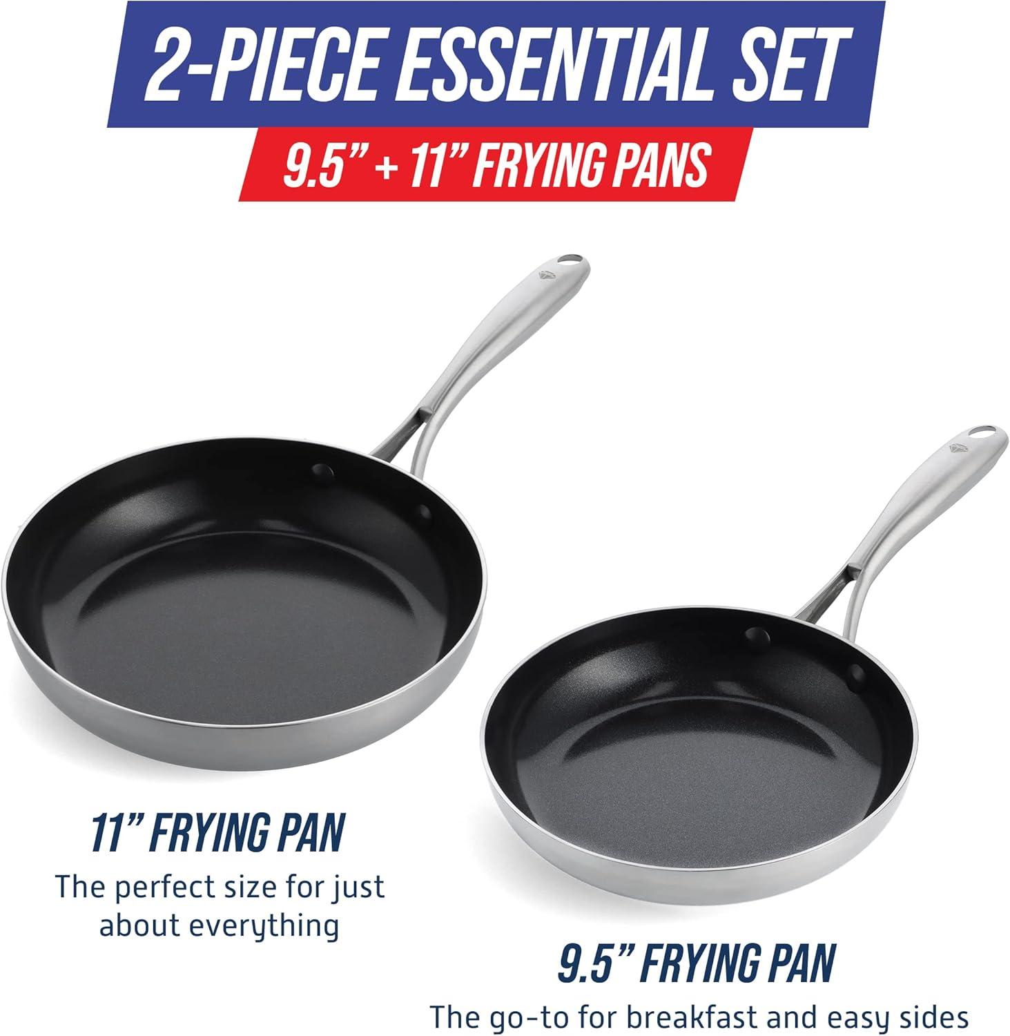 Stainless Steel Ceramic Nonstick Frypan Set with Stay-Cool Handles