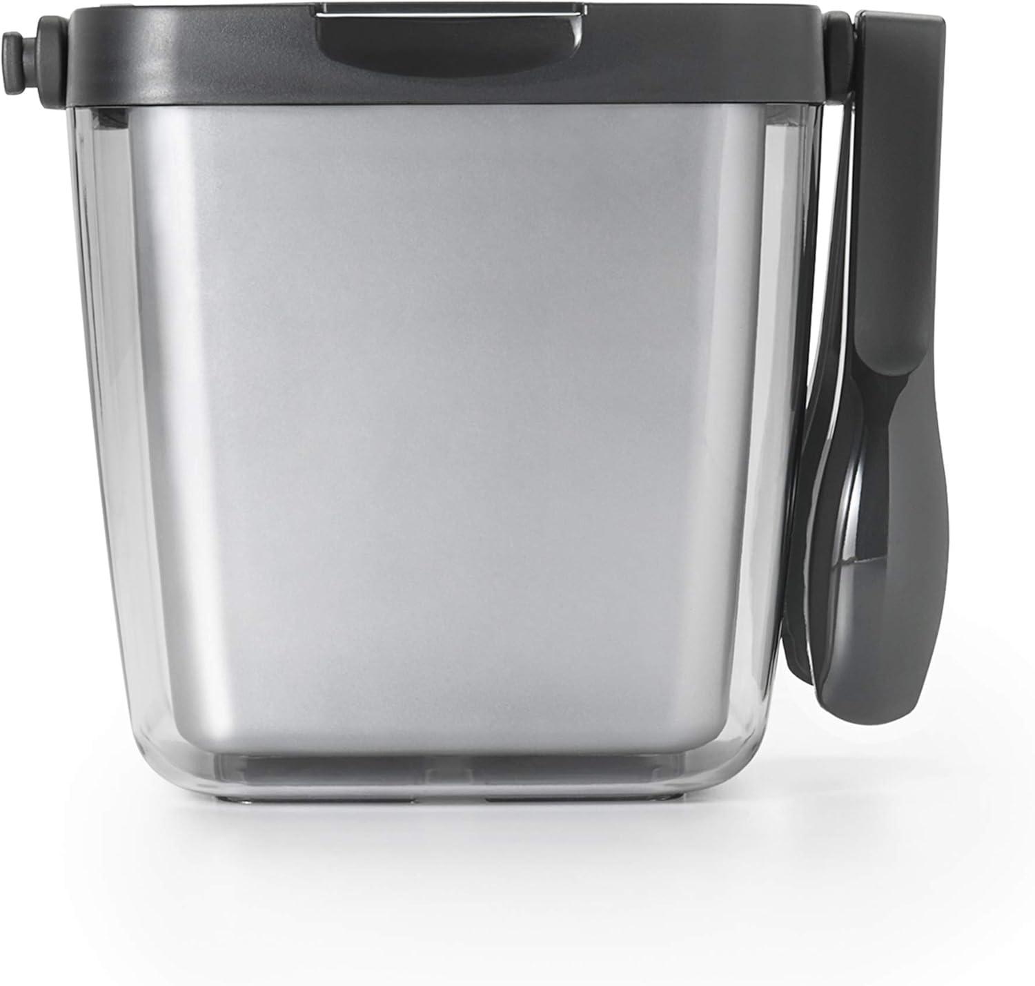 OXO 11169200 3 Piece Plastic Insulated Ice Bucket Bin with Lid and Tong Set