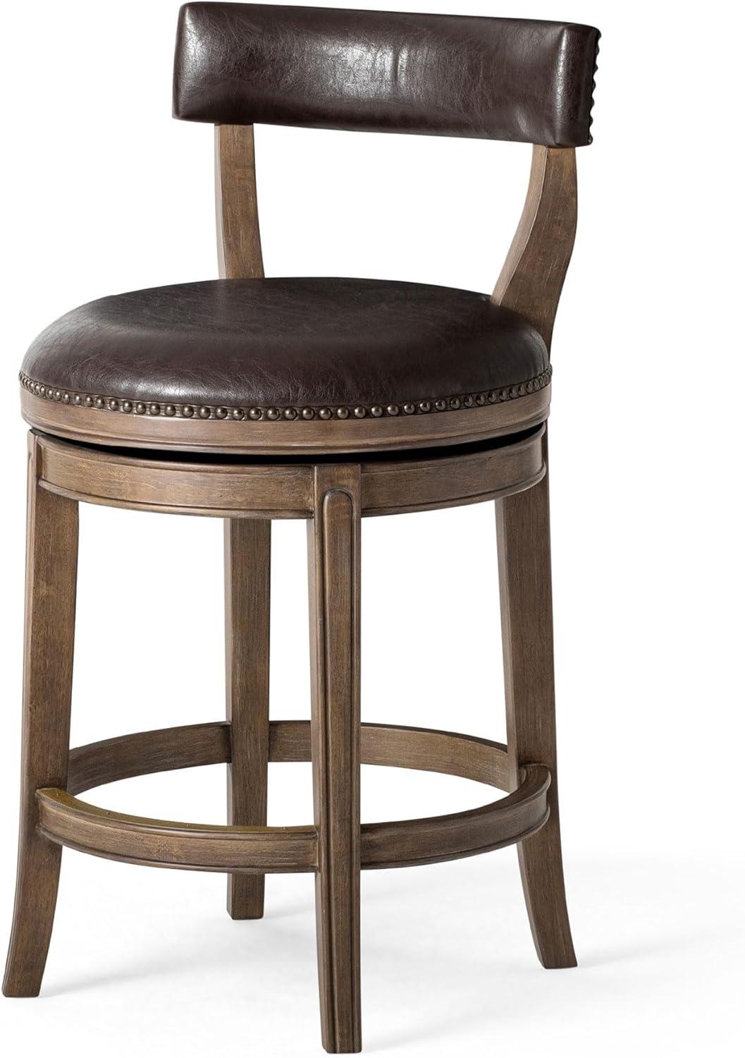 Maven Lane Alexander Counter Stool with Vegan Leather Upholstery