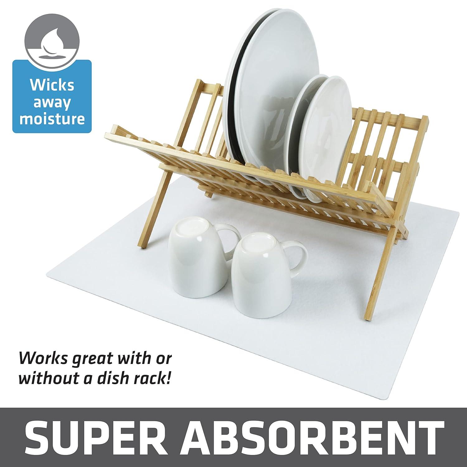 Drymate Low-Profile Dish Drying Mat, Drip Pad For Kitchen Counter - Thin/Absorbent/Waterproof/Easy To Clean