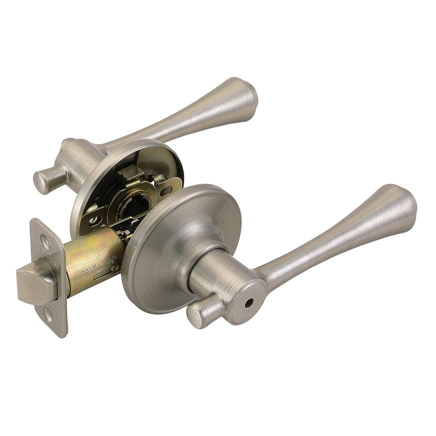 Design House Ironwood Privacy Universal Interior Bed and Bath Door Lever, Satin Nickel
