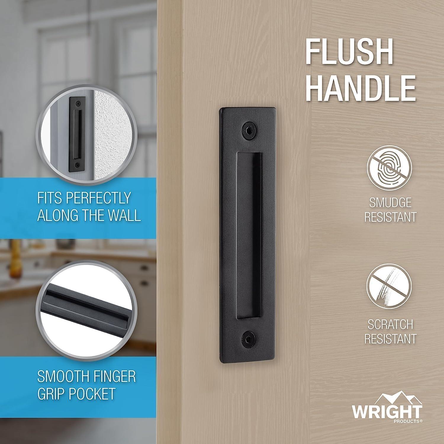 Wright Products, Interior Barn Door, Flush Style Ornate Handle Set, Matte Black Finish, 2 Pack