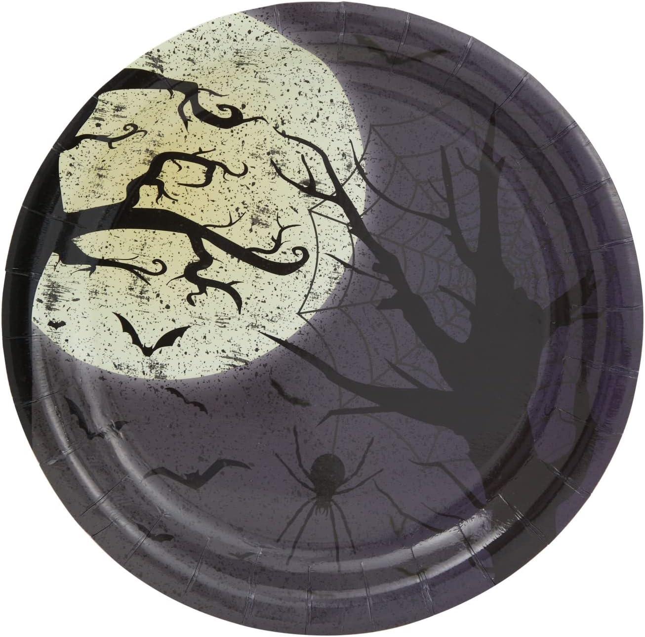 Blue Panda 144 Pieces Full Moon Halloween Party Supplies, Paper Plates, Napkins, Cups, Cutlery for Spooky Gatherings (Serves 24)