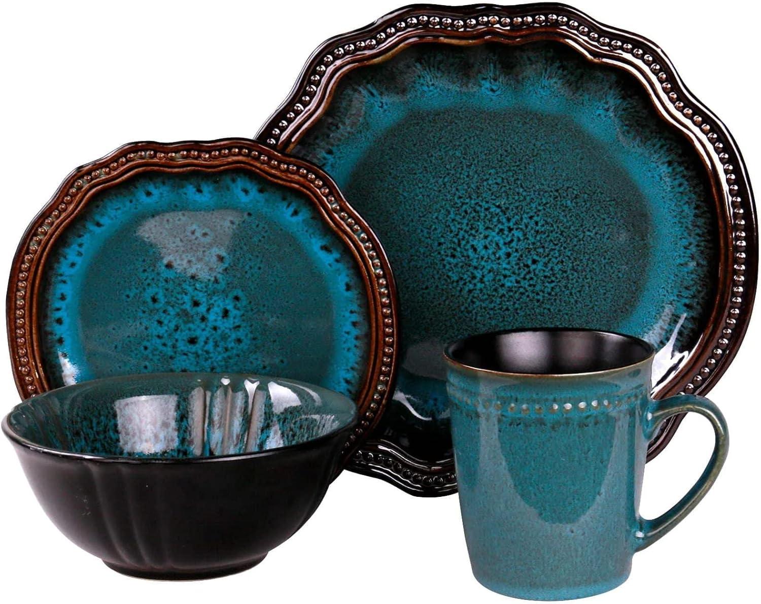 Elama Regency 16 Piece Stoneware Dinnerware Set in Red