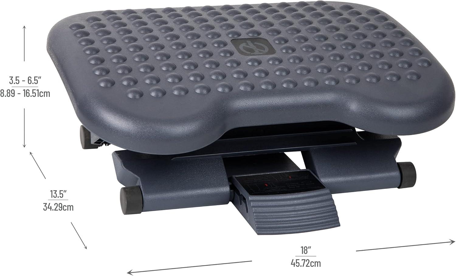 Adjustable Black Ergonomic Plastic Foot Rest with Textured Surface