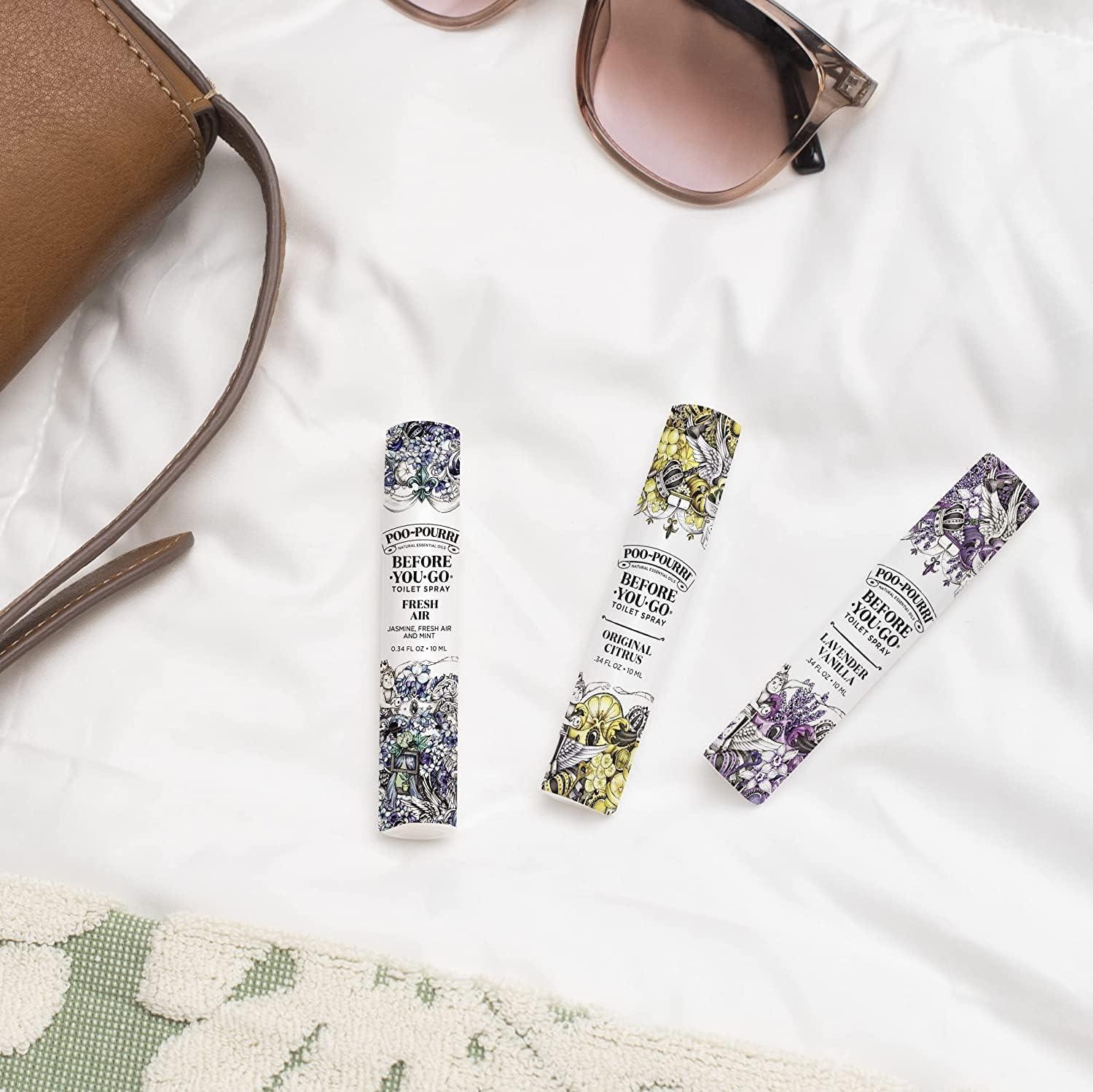 Poo-Pourri Before-You-Go Toilet Spray, On-The-Go, Travel Size Variety 10 mL - Original Citrus, Lavender Vanilla and Fresh Air