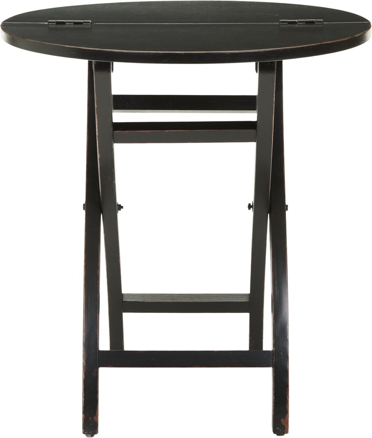 Ethan Black Pine Wood Folding Side Table