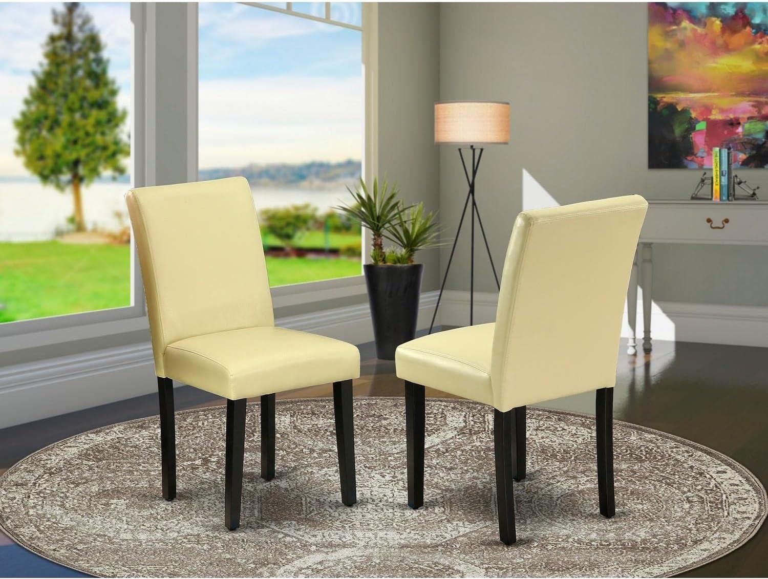 Abbott Parson Chair with Black Leg & Pu Leather - Eggnog - Set of 2