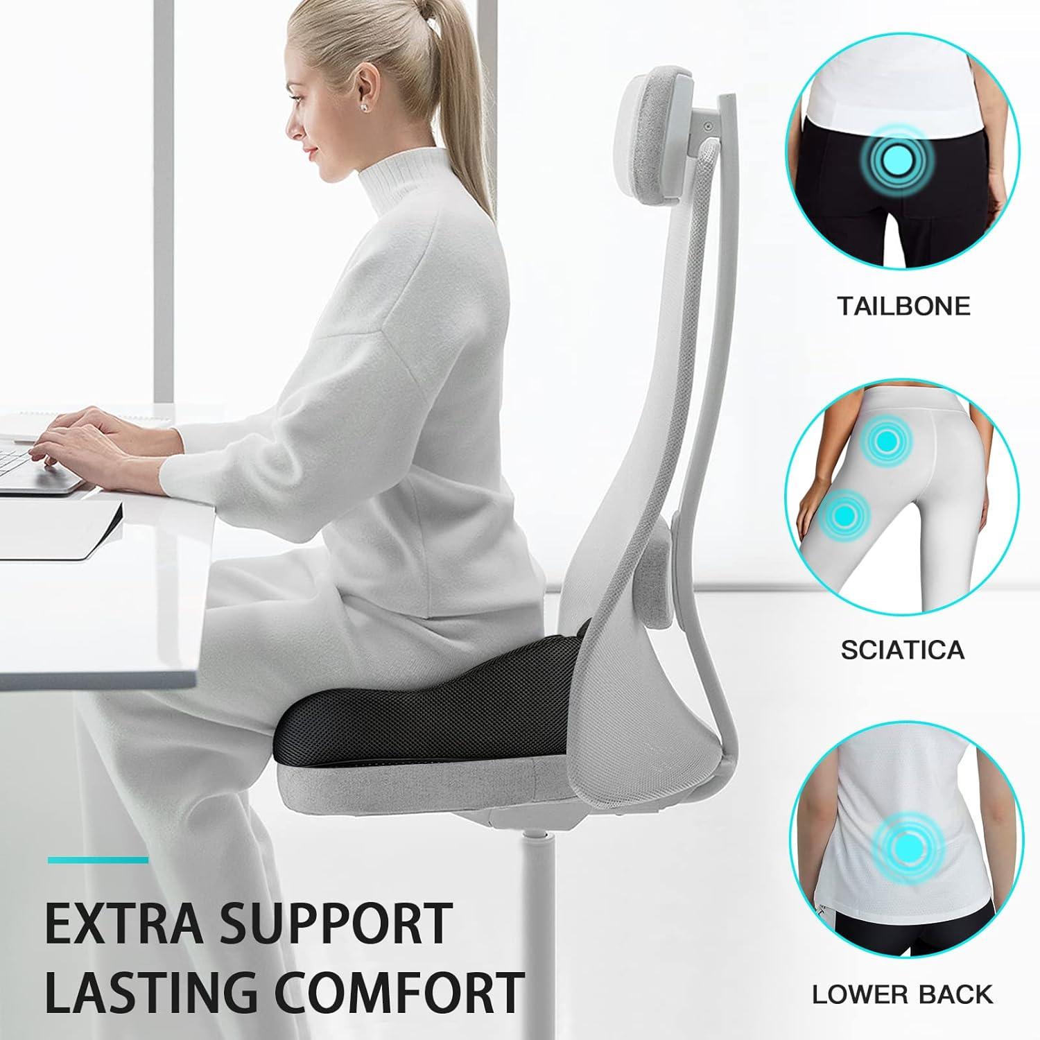 RTB-Benazcap Seat Cushion for Sciatica & Tailbone pain relief, X Large Memory Foam Office Chair Cushion for Long Sitting