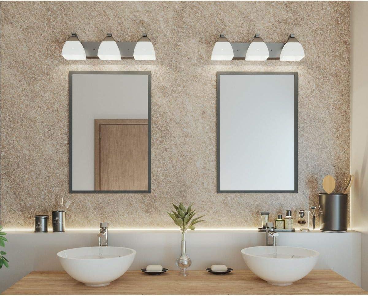 Progress Lighting, Appeal Collection, 3-Light Bath Vanity, Brushed Nickel, Etched White Glass Shades