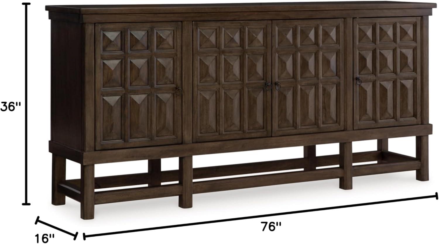 Braunell Dark Brown Mango Wood Accent Cabinet with Carved Doors