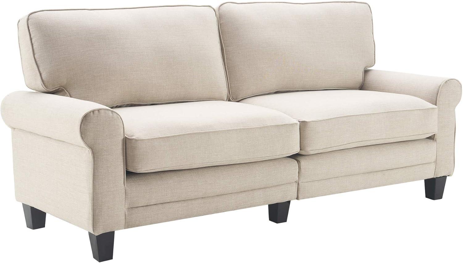 Serta Copenhagen 78" Sofa Couch for Two People with Pillowed Back Cushions and Rounded Arms