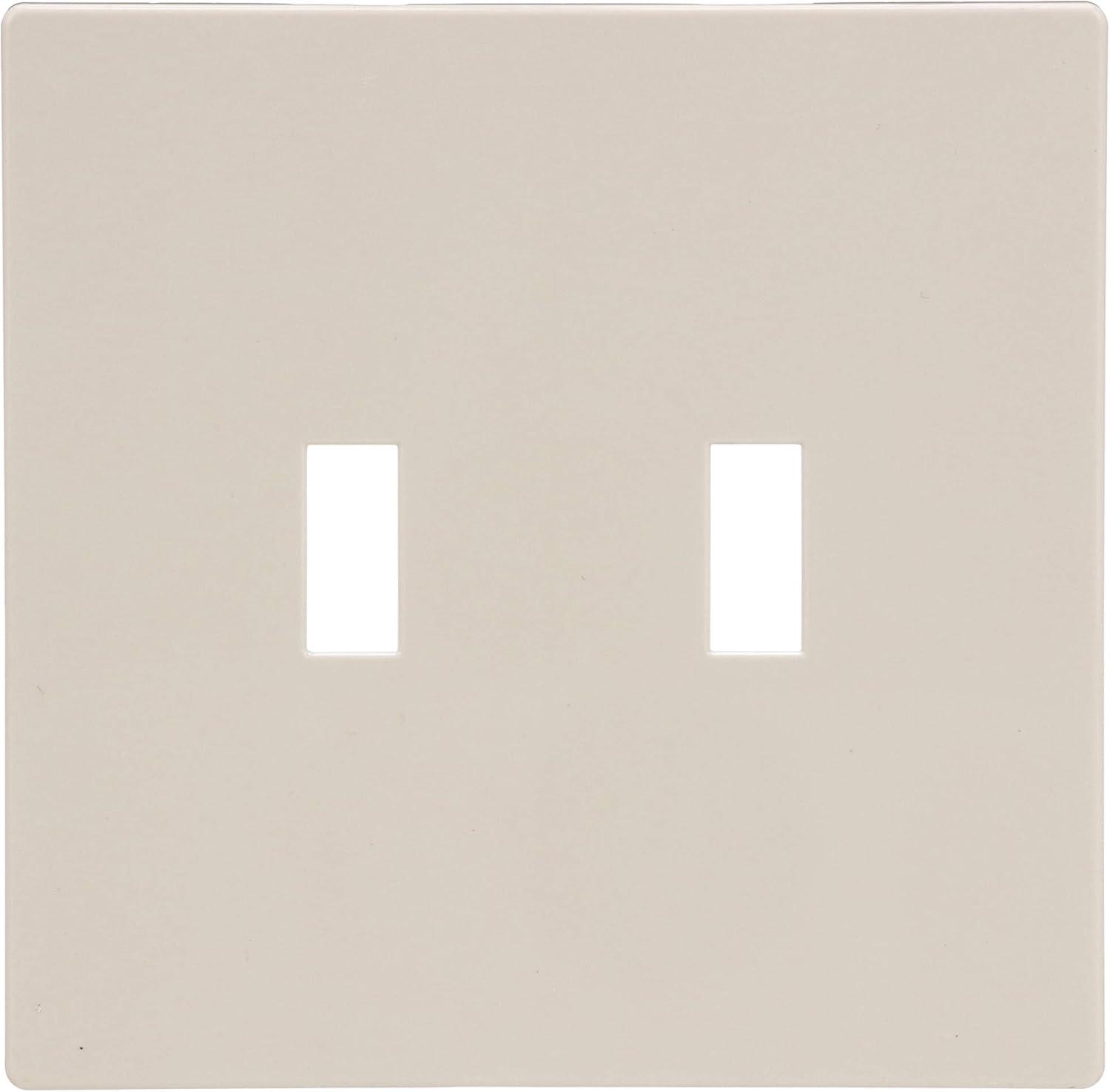 Light Almond Polycarbonate 2-Gang Screwless Toggle Switch Wall Plate