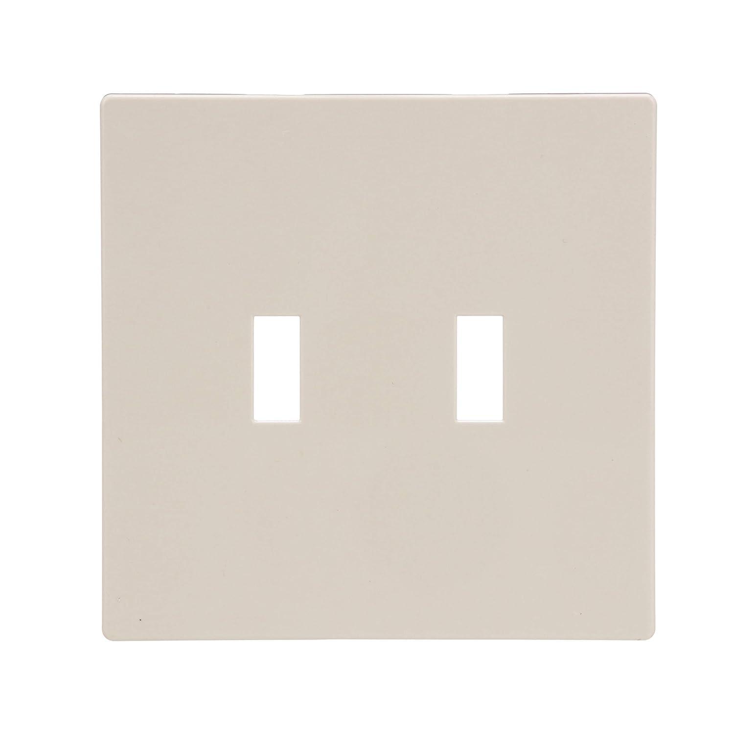 Light Almond Polycarbonate 2-Gang Screwless Toggle Switch Wall Plate