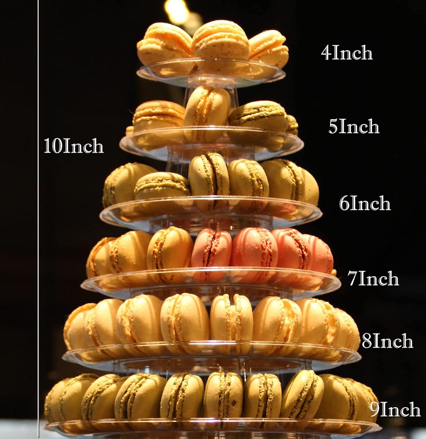 6 Tier Macaron Tower Stand 1 Pcs, Round Plastic Macaron Tower Stand,for Wedding Birthday Party ,Plastic Display Stand,Stand Cake Display for Birthday Party,Topboutique