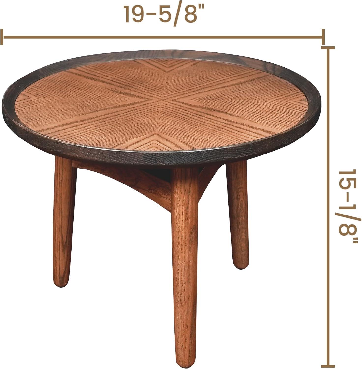 CONSDAN Nesting Table, Solid Oak Hardwood Structure Round Coffee Table & Side Table with Solid Wood Feet for Living Room, Bedroom, Balcony - Standard