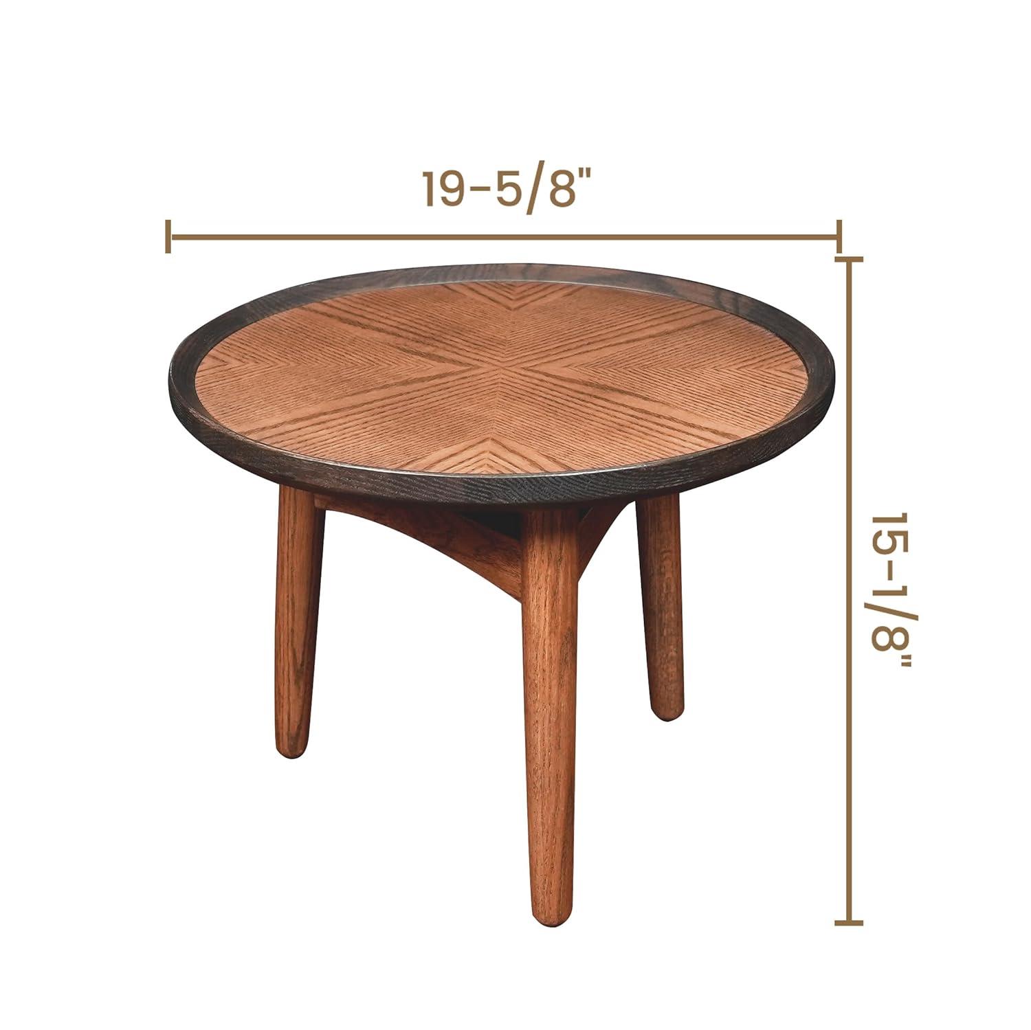 CONSDAN Nesting Table, Solid Oak Hardwood Structure Round Coffee Table & Side Table with Solid Wood Feet for Living Room, Bedroom, Balcony - Standard