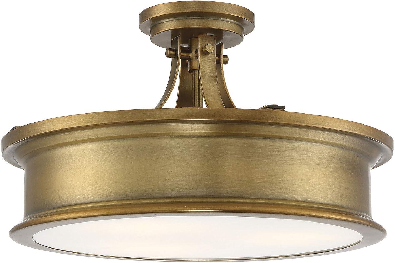 Savoy House Watkins 3 - Light Semi-Flush Mount in  Warm Brass