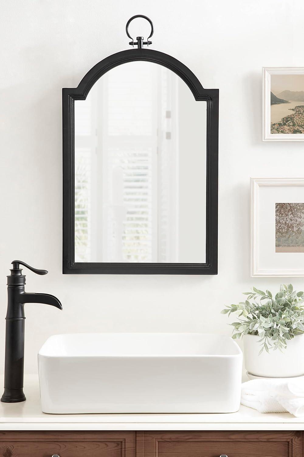 Kate & Laurel All Things Decor 18"x30" Ohara Arch Wall Mirror Black : Traditional Style, Rounded Top, Wall Mounted