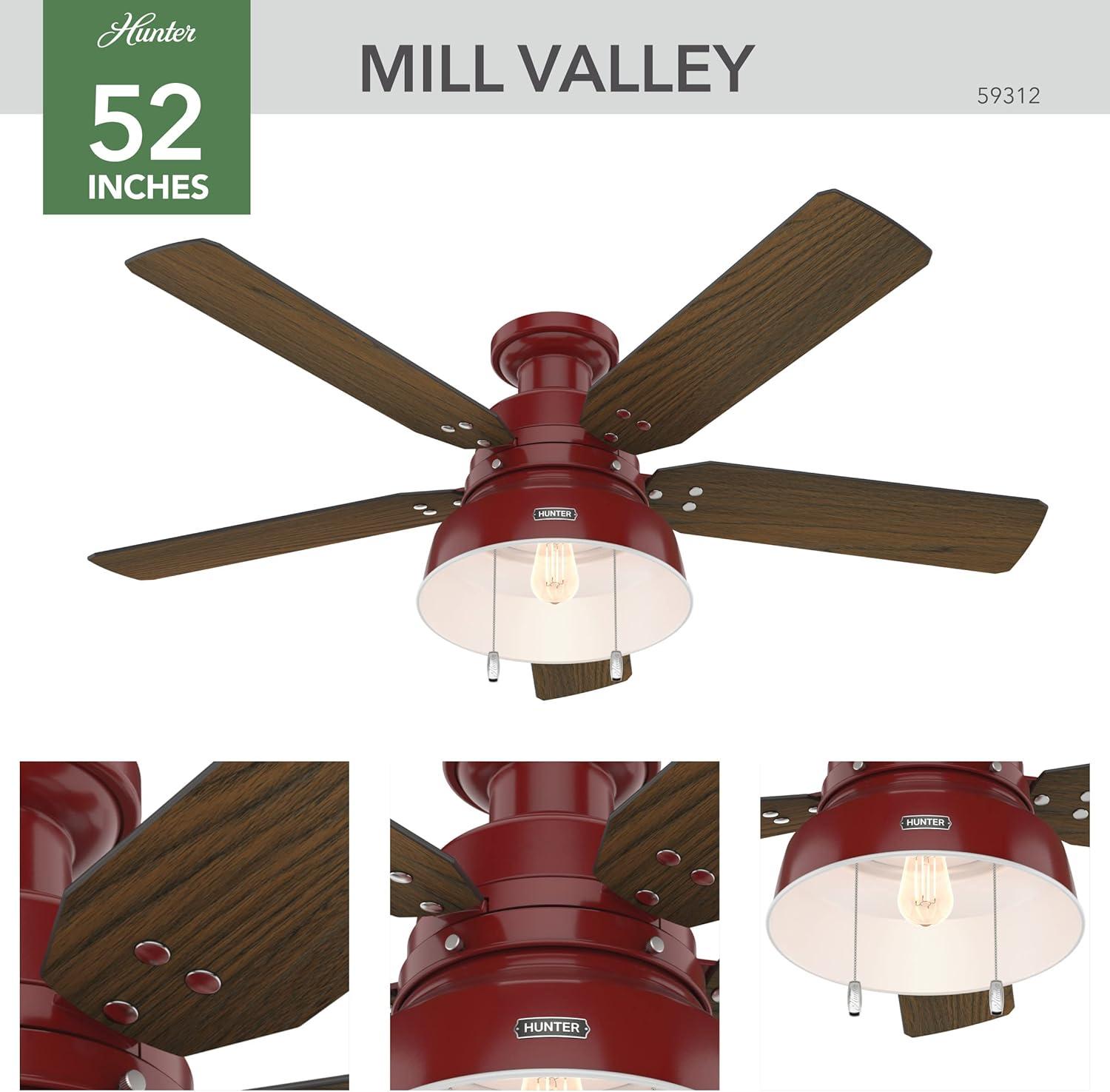 52" Mill Valley 5-Blade Outdoor Ceiling Fan with Light Kit