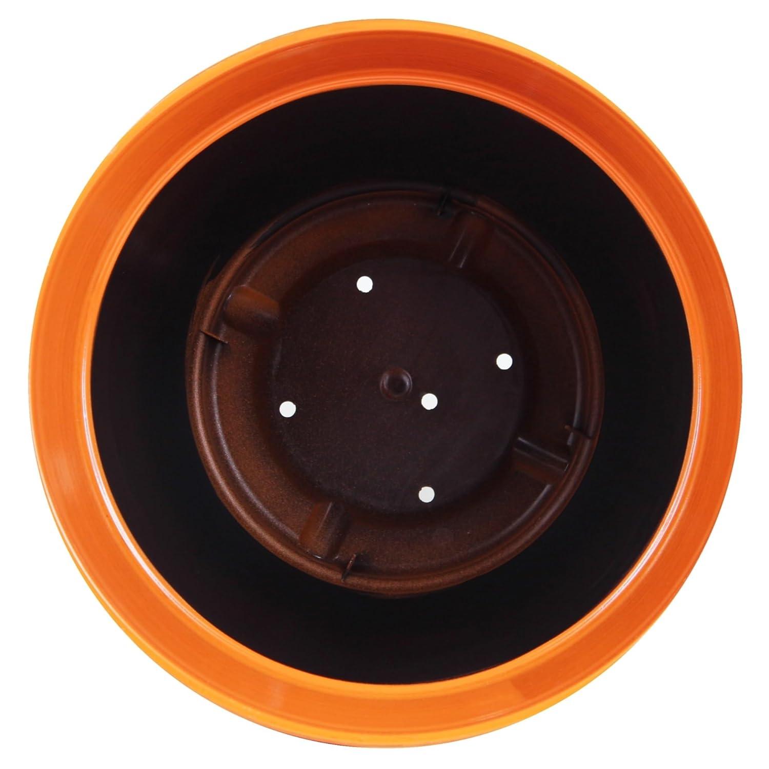 Garden Elements Indoor/Outdoor Glazed Brushed Happy Plastic Planter, Large, Bright Green, 15"