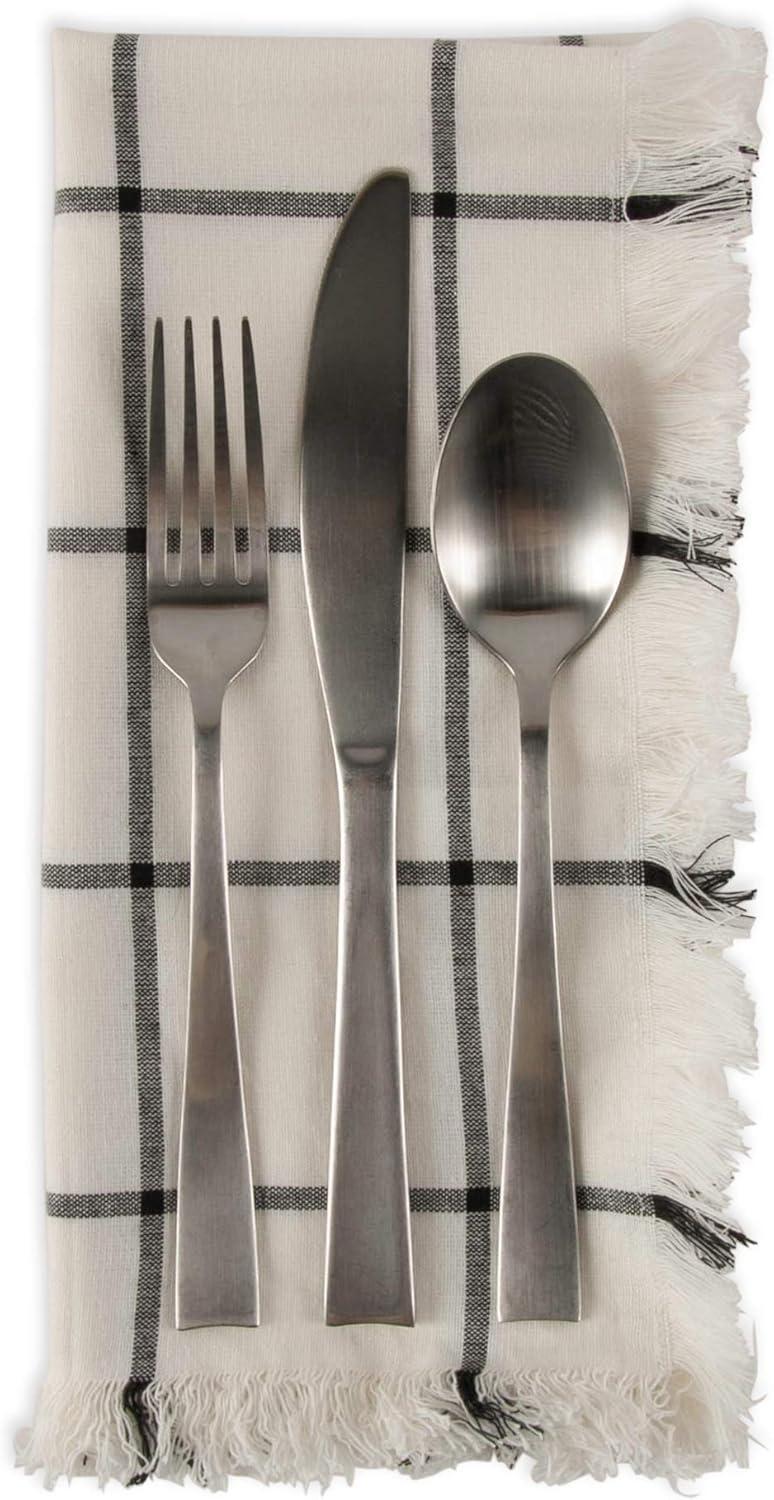 DII Black Check Fringed Napkin (Set of 6)