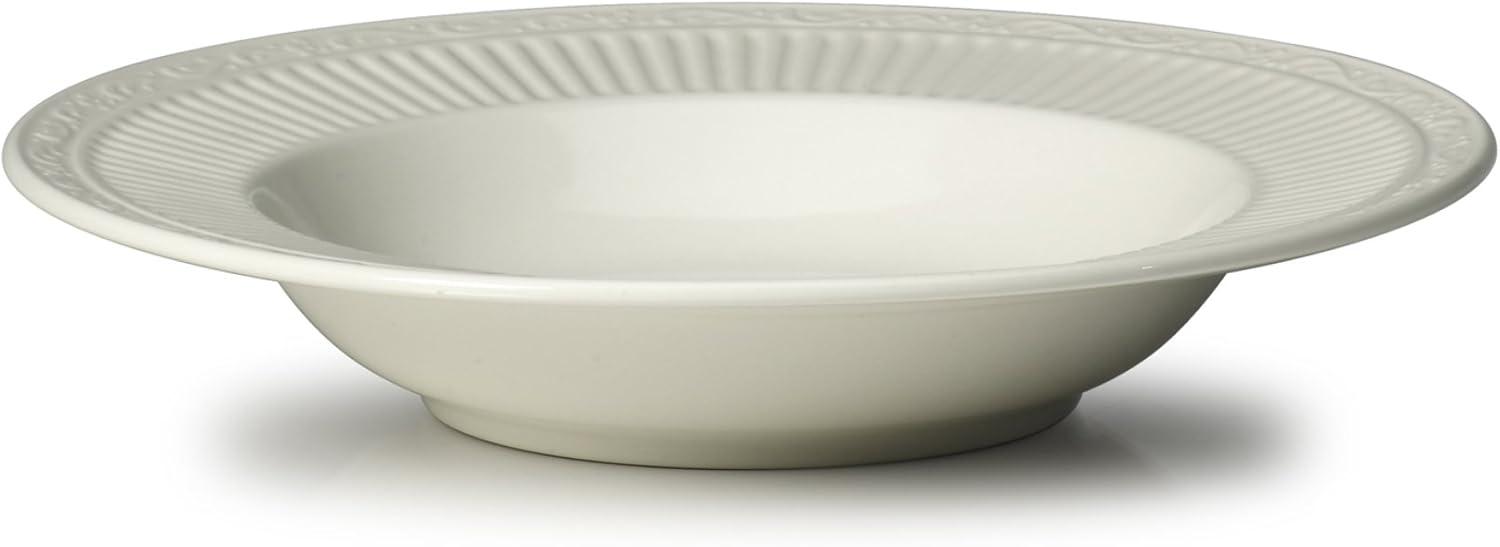 White Stoneware Round Rim Soup Bowl, 9.25-Inch