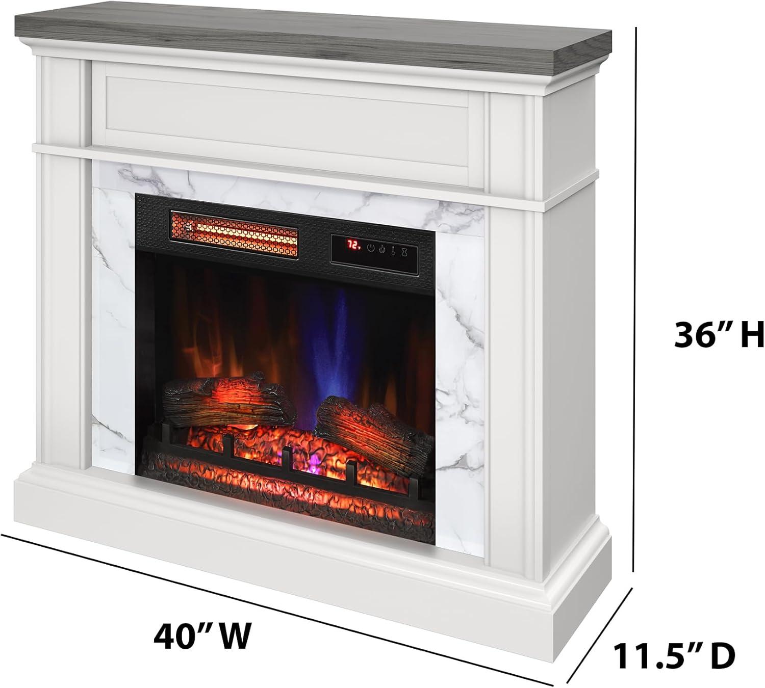 duraflame Wall Mantel Electric Fireplace, Bright White