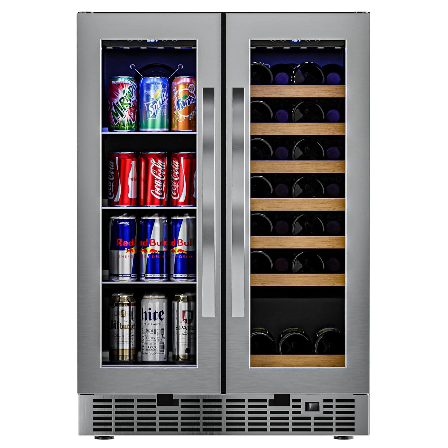 KoolMore Koolmore 24 in. Width 21 Bottles and 60 Cans Dual Zone Freestanding/Built-In Wine & Beverage Refrigerator.