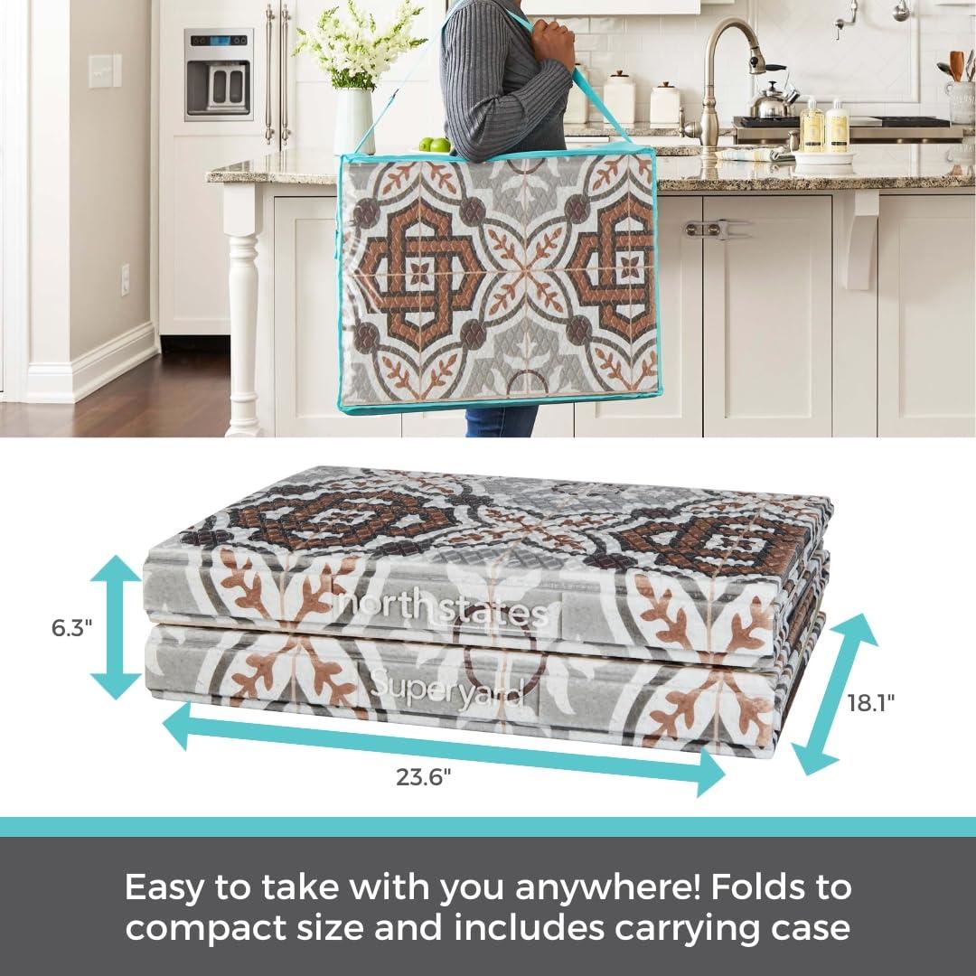Toddleroo by North States 71" x 71" Foldable Mosaic Padded Play Mat. Extra Large Foam Baby Play Mats for Floor, Waterproof Tummy Time Mat for Indoor & Outdoor Use