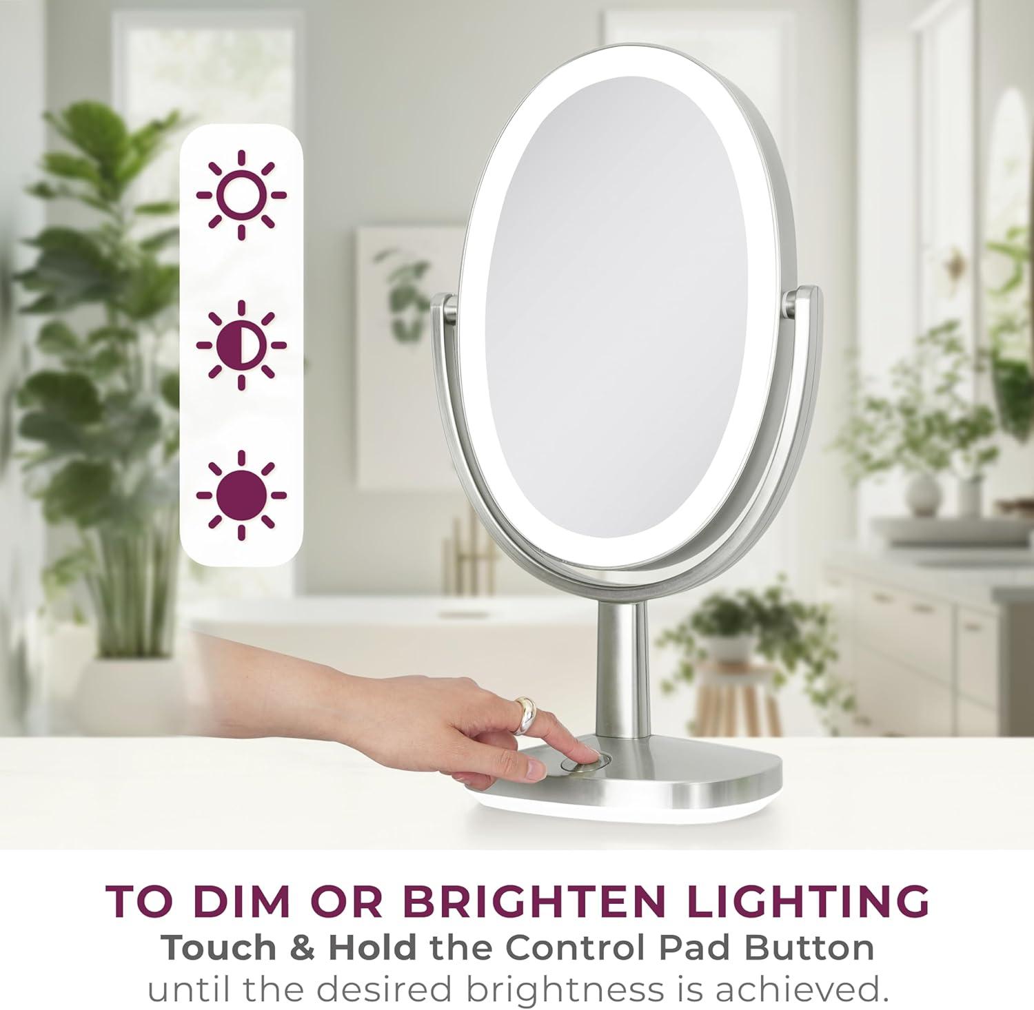 Zadro Newport LED Lighted Makeup Mirrors w/ Magnification & Touch Pad