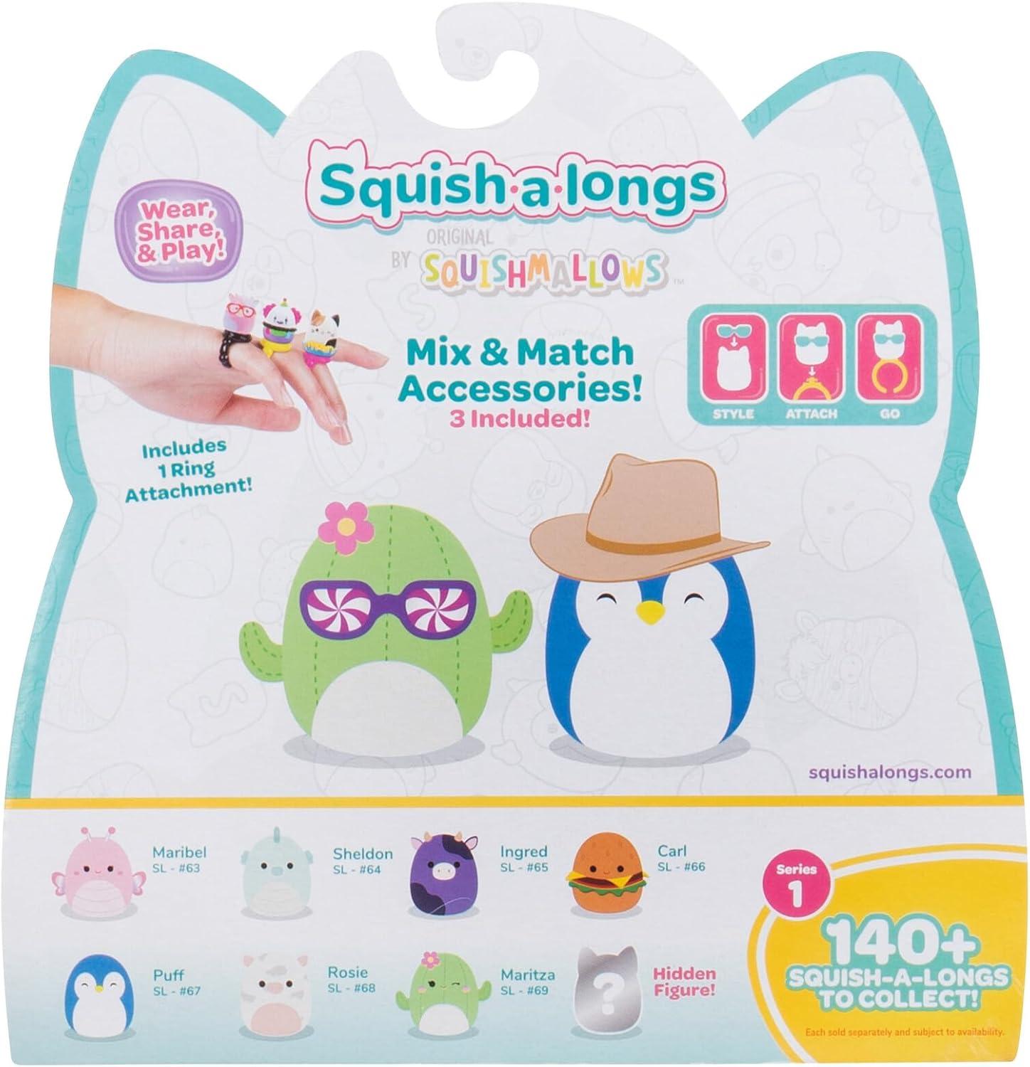 Squishmallows Squish-a-longs 8 Pack - (8) 1 inch Mini-Squish with 2 Accessories, Ring, and Collector’s Guide