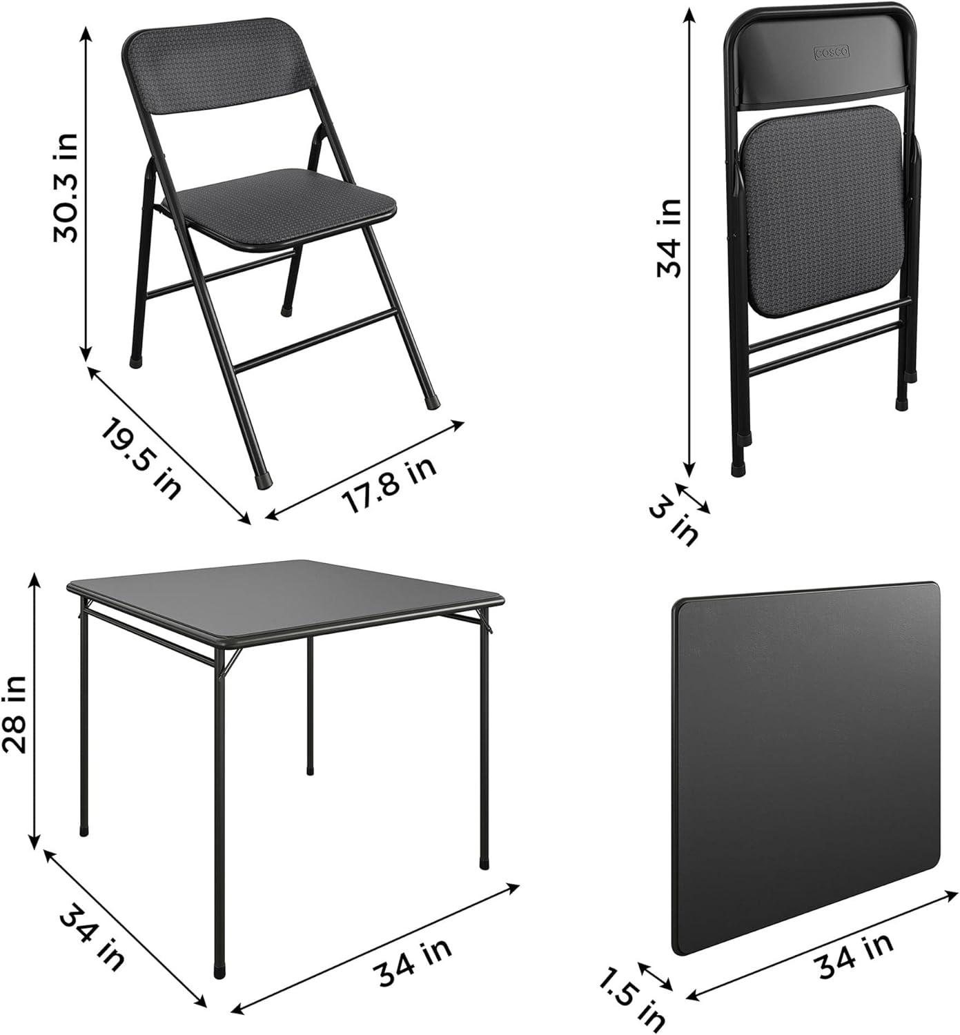 Gray 5-Piece Folding Dining Set with Fabric Chairs