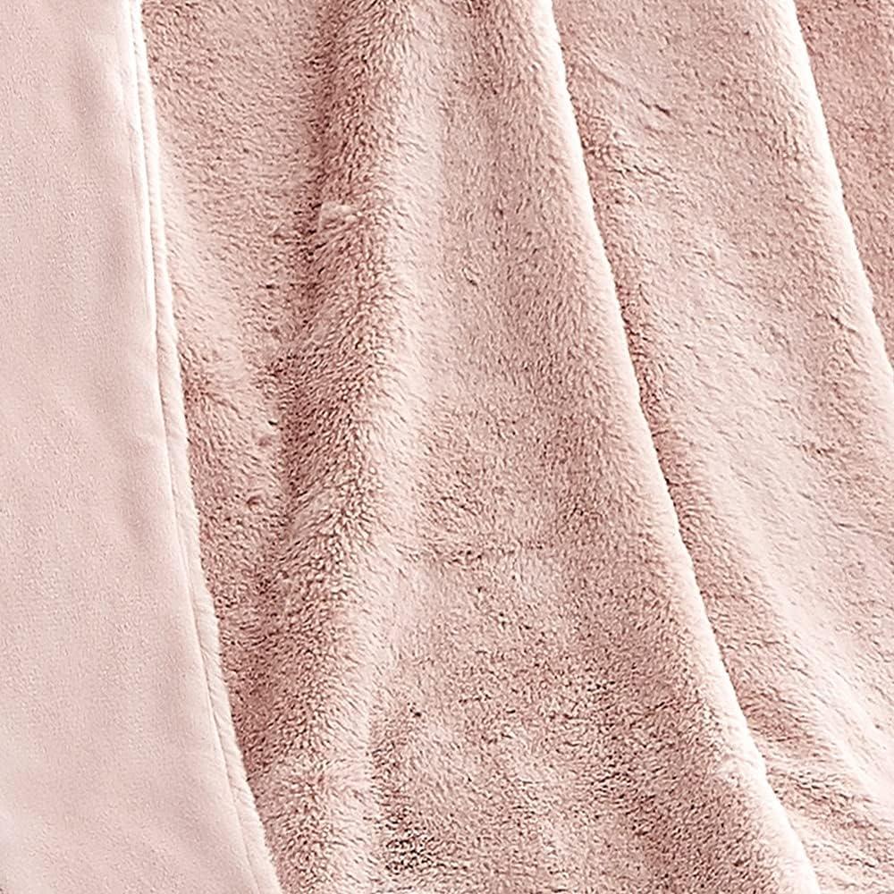 Blush Faux Fur Reversible Winter Throw Blanket 60x70