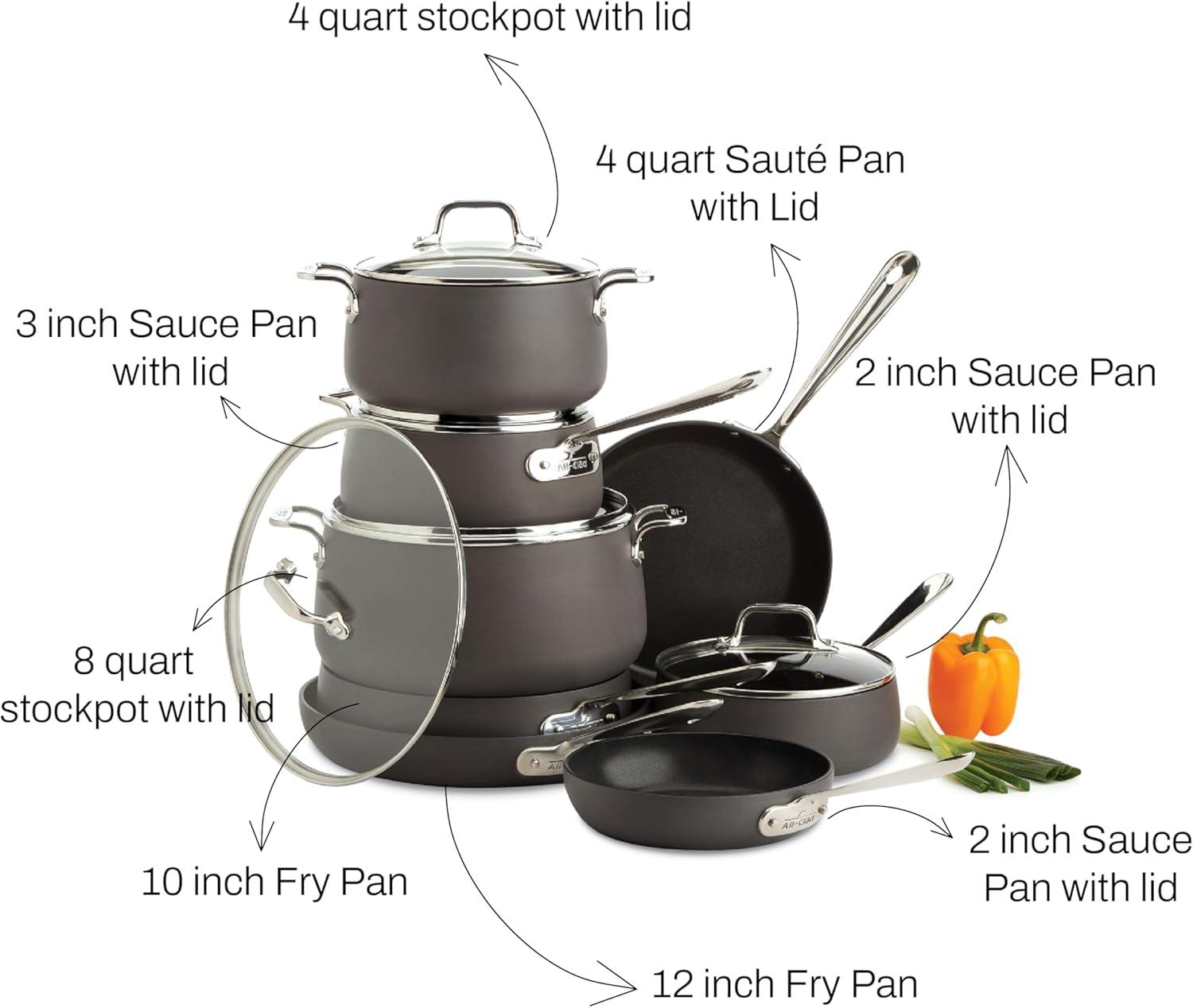 13-Piece Black Nonstick Stainless Steel Cookware Set